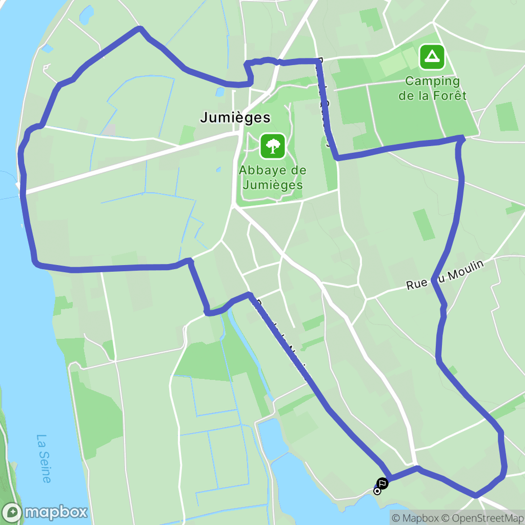Jumièges : carte du parcours de randonnée - France