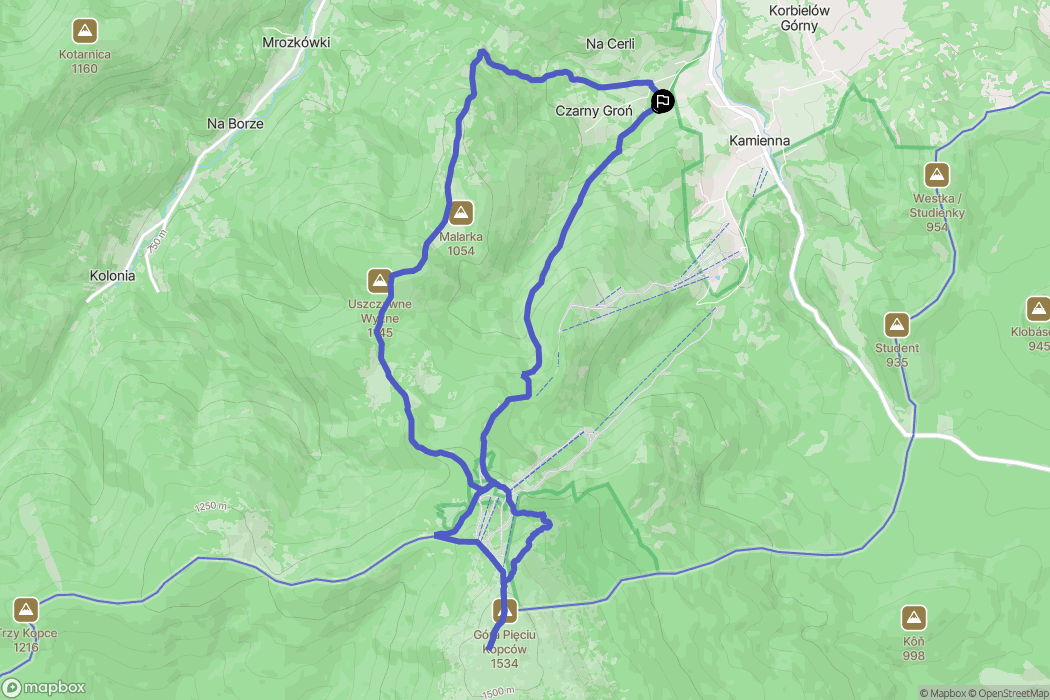 Korbielów: mapa trasy - Poland
