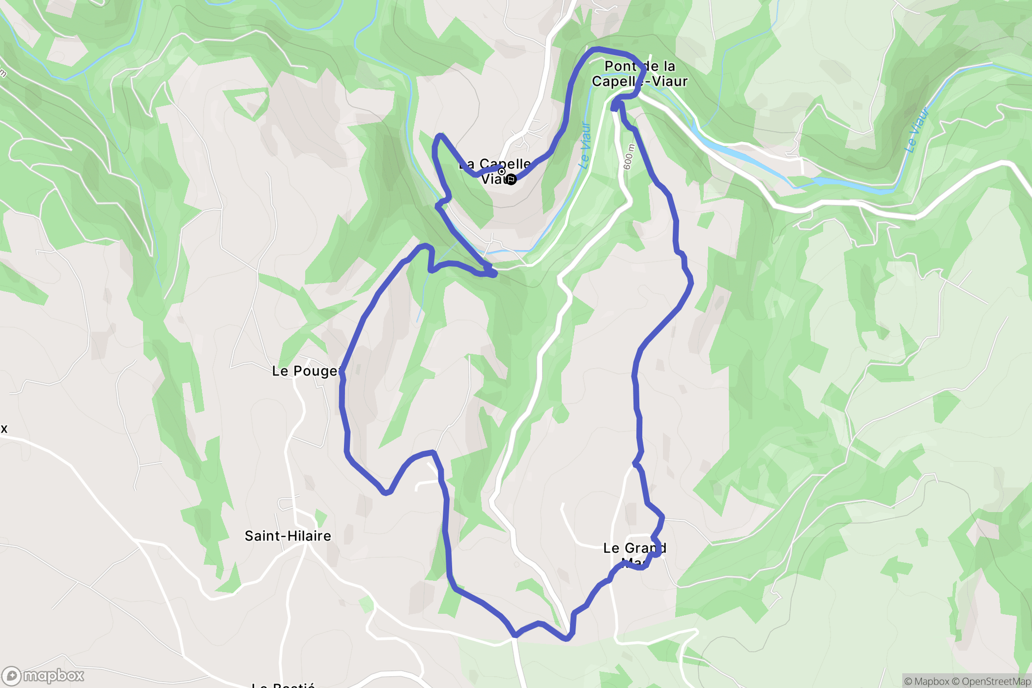 Flavin : carte du parcours de randonnée - France