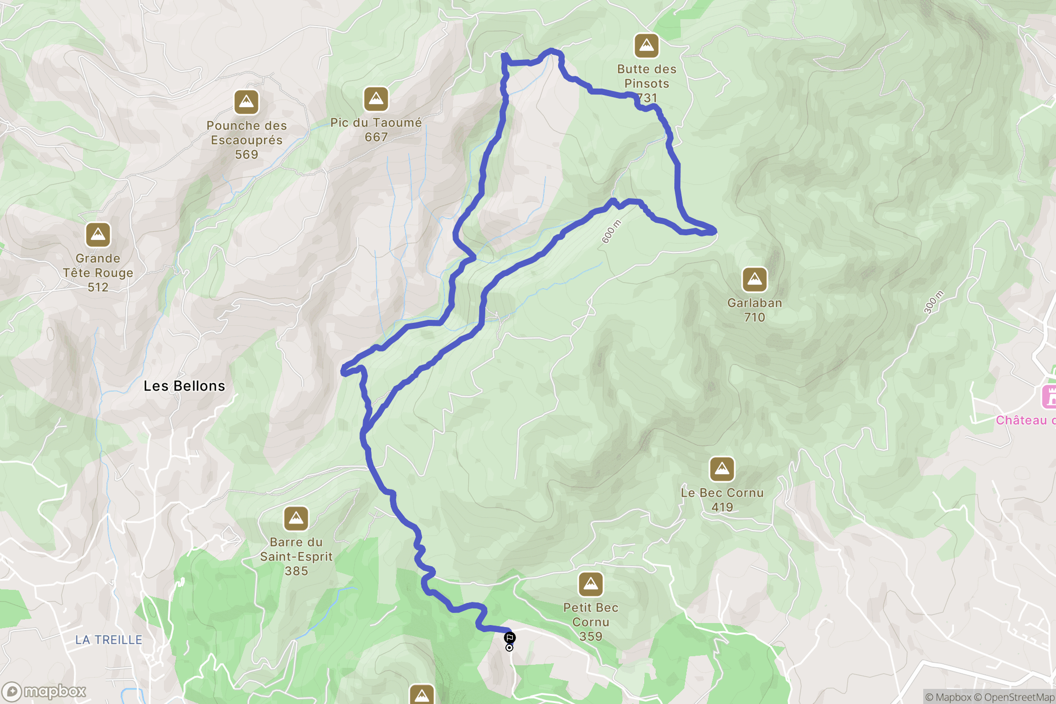 Aubagne : carte du parcours de randonnée - France