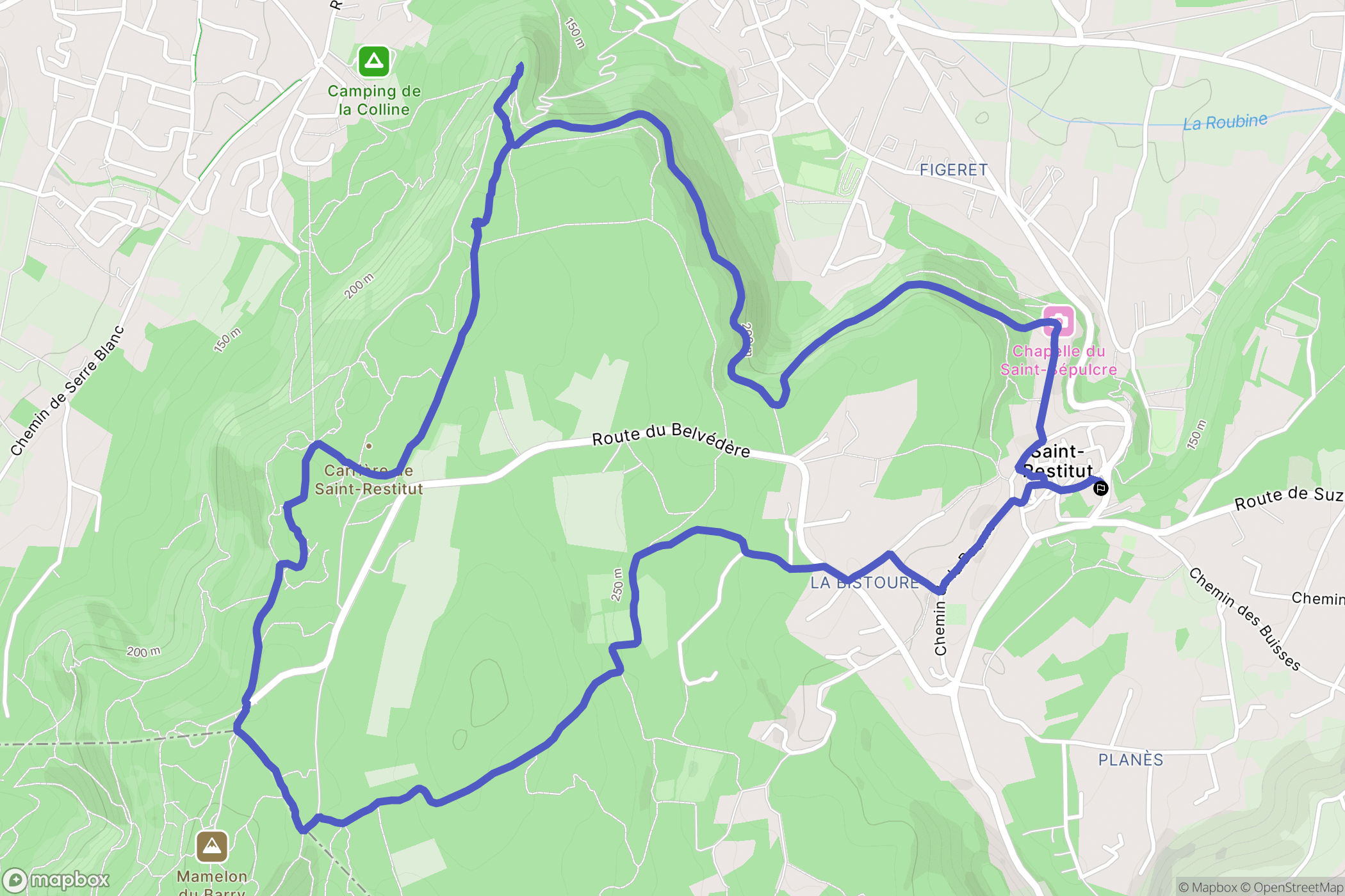 Saint-Restitut : carte du parcours de randonnée - France