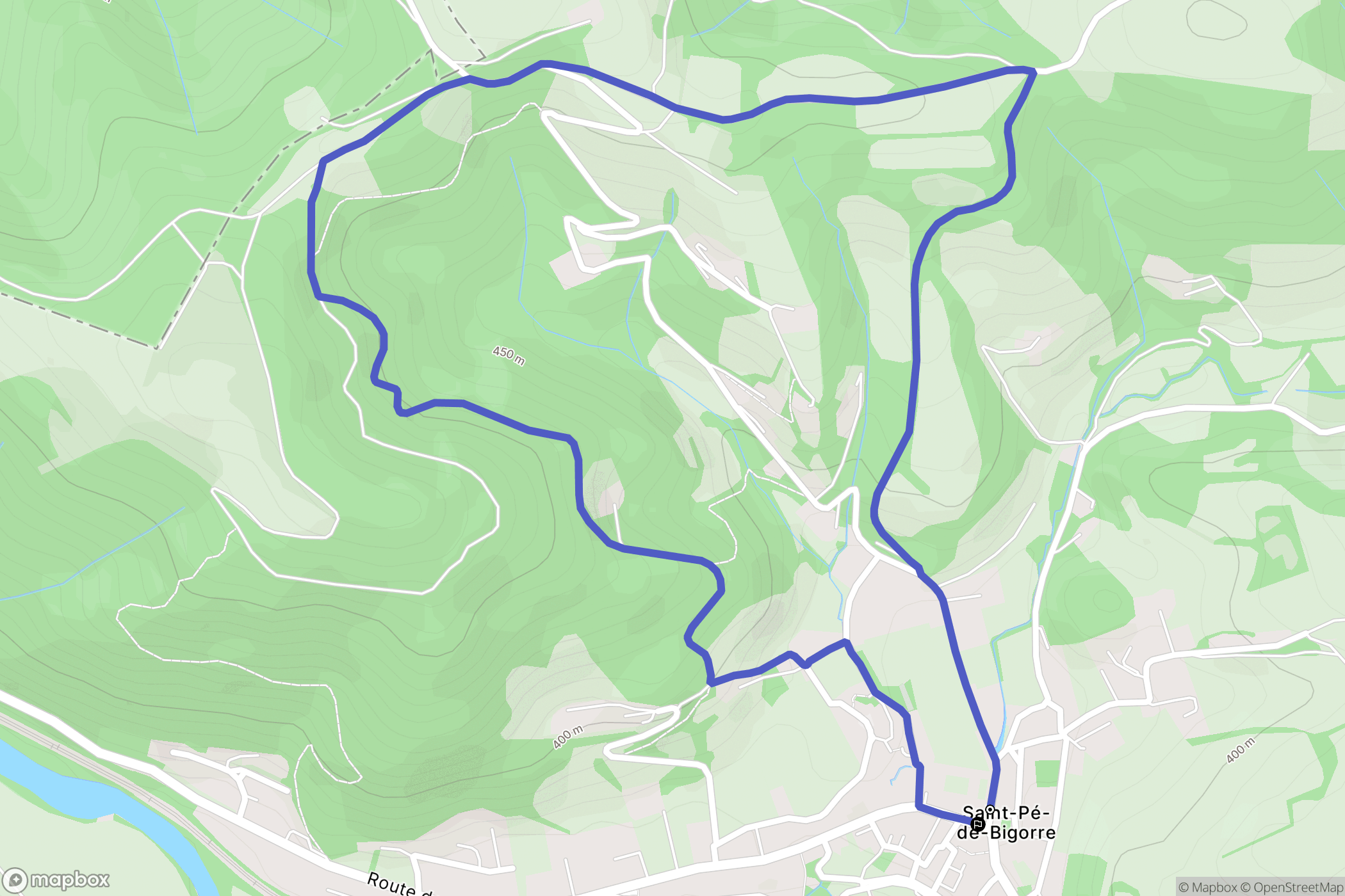 Saint-Pé-de-Bigorre : carte du parcours de randonnée - France