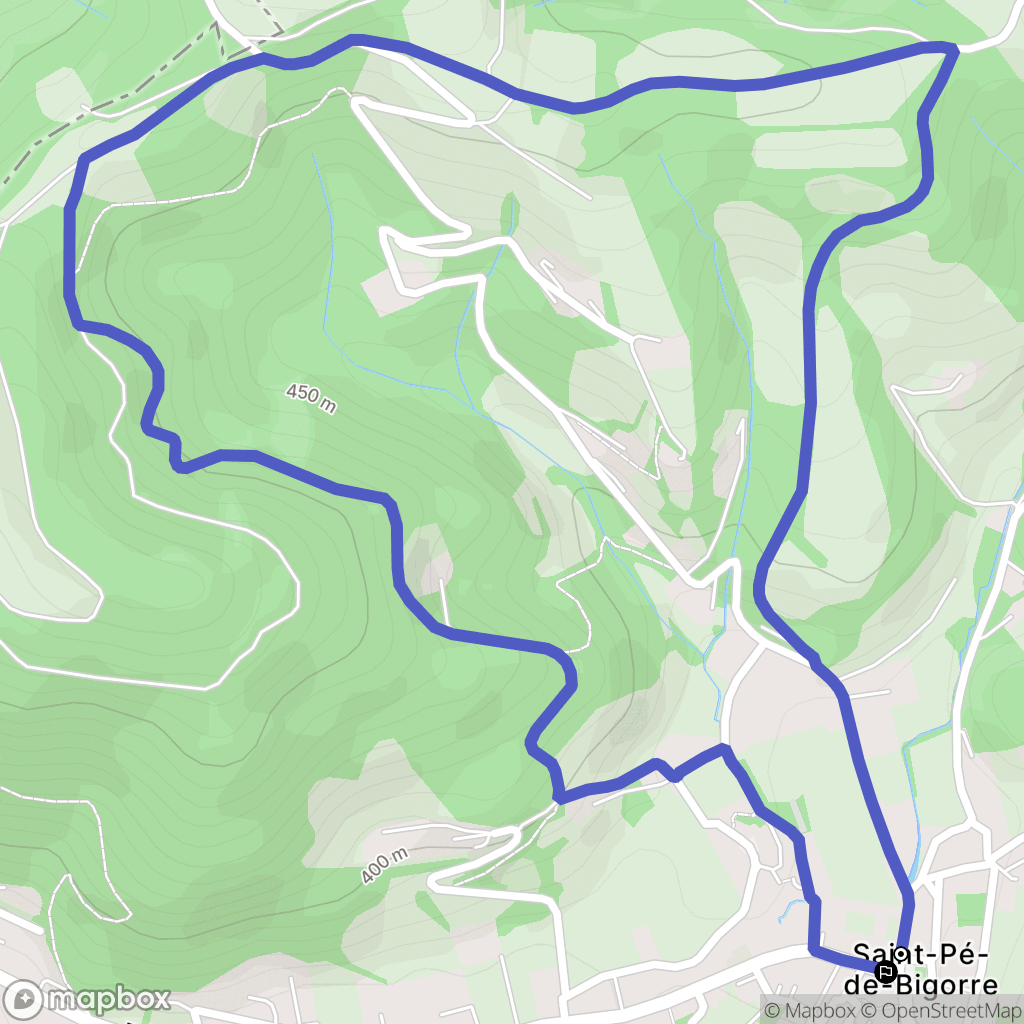 Saint-Pé-de-Bigorre : carte du parcours de randonnée - France