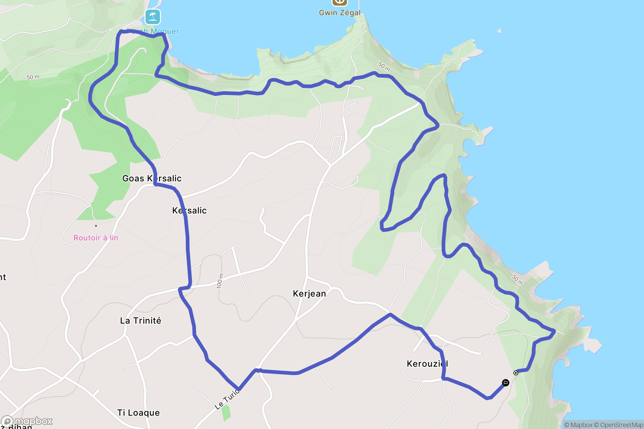 Plouha : carte du parcours de randonnée - France