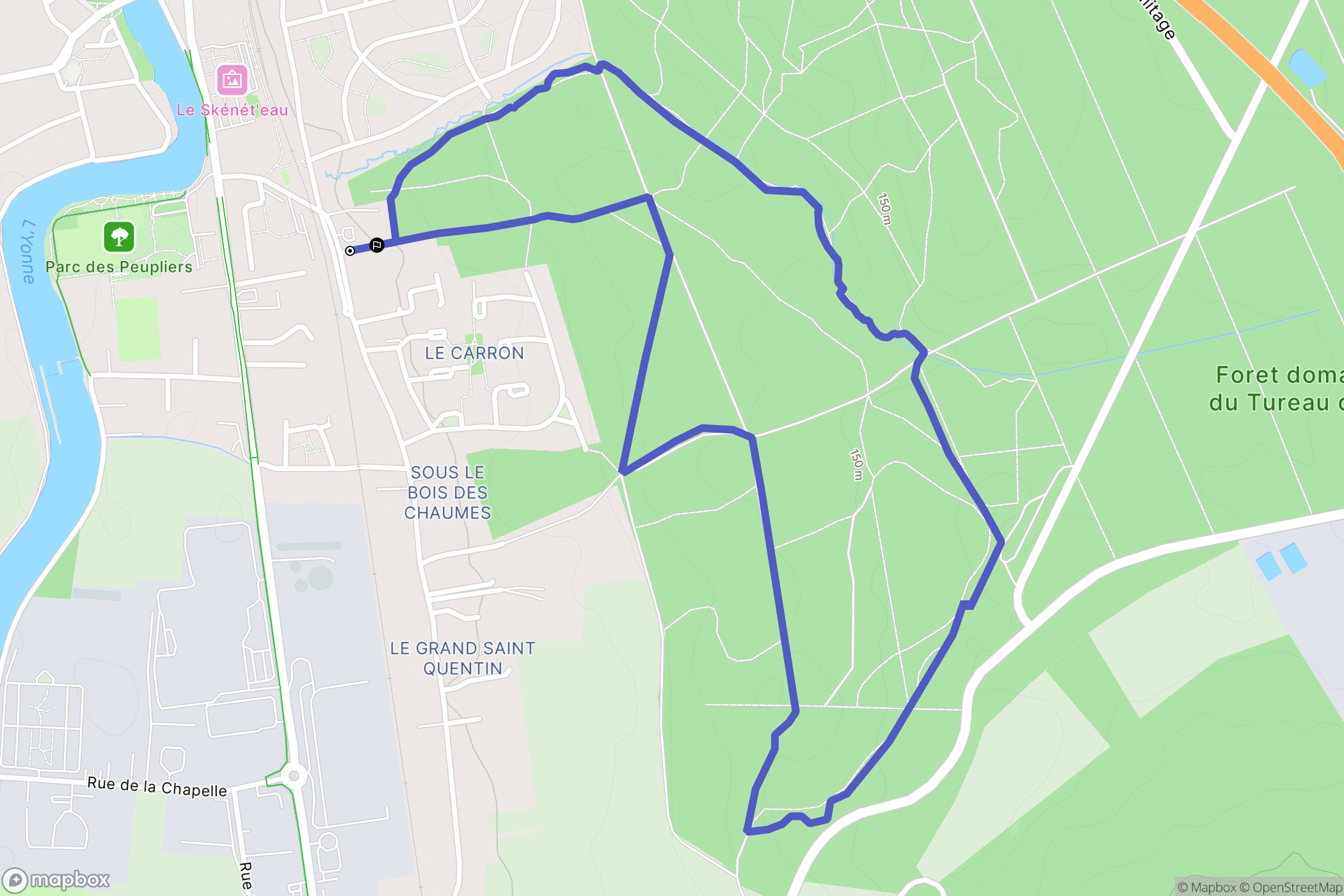Monéteau : carte du parcours de randonnée - France