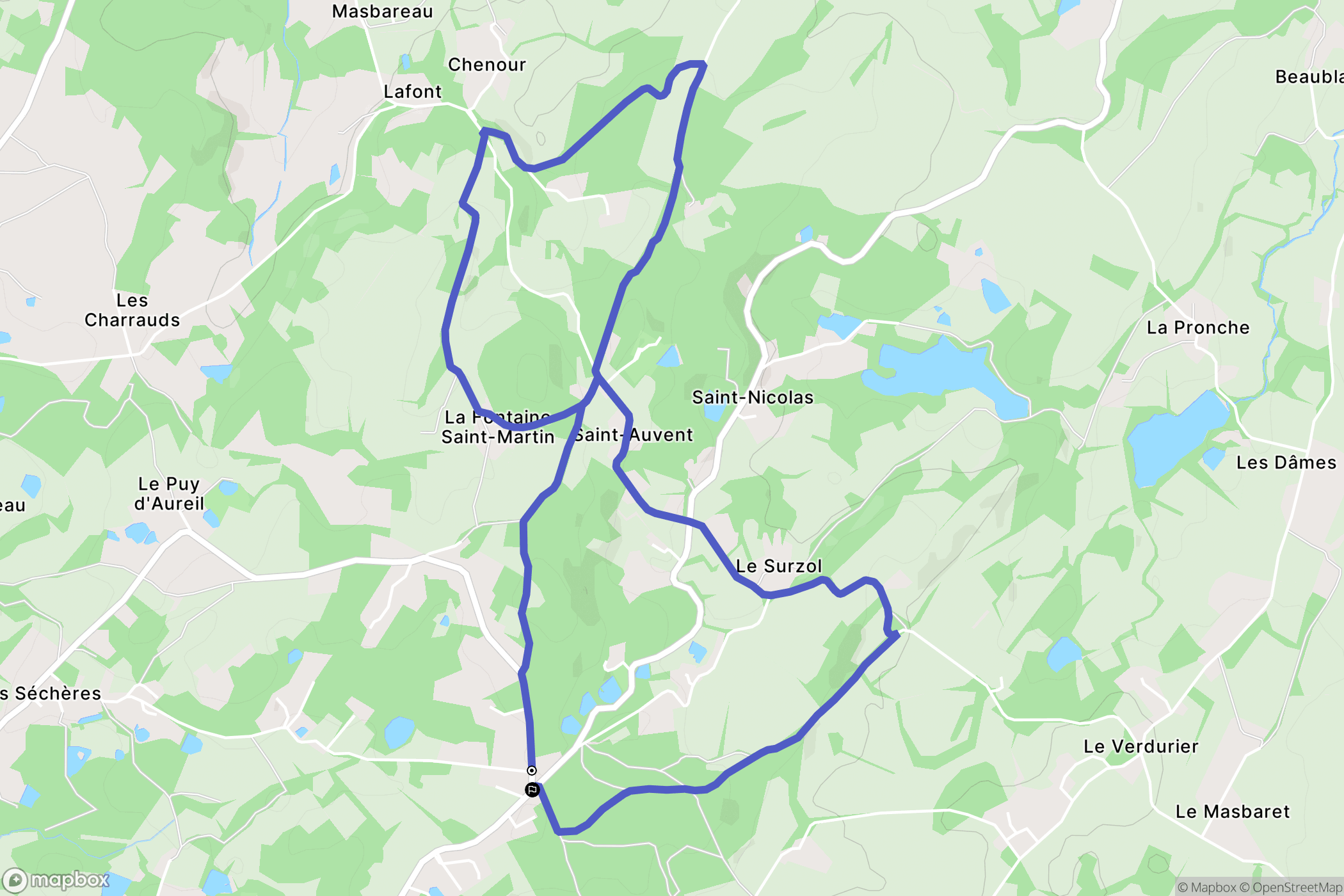 Aureil : carte du parcours de randonnée - France
