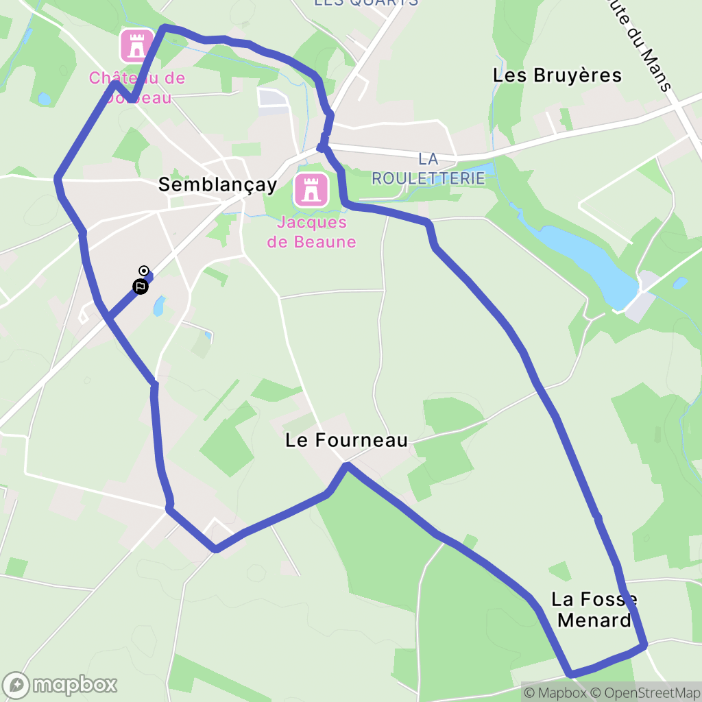 Semblançay : carte du parcours de randonnée - France