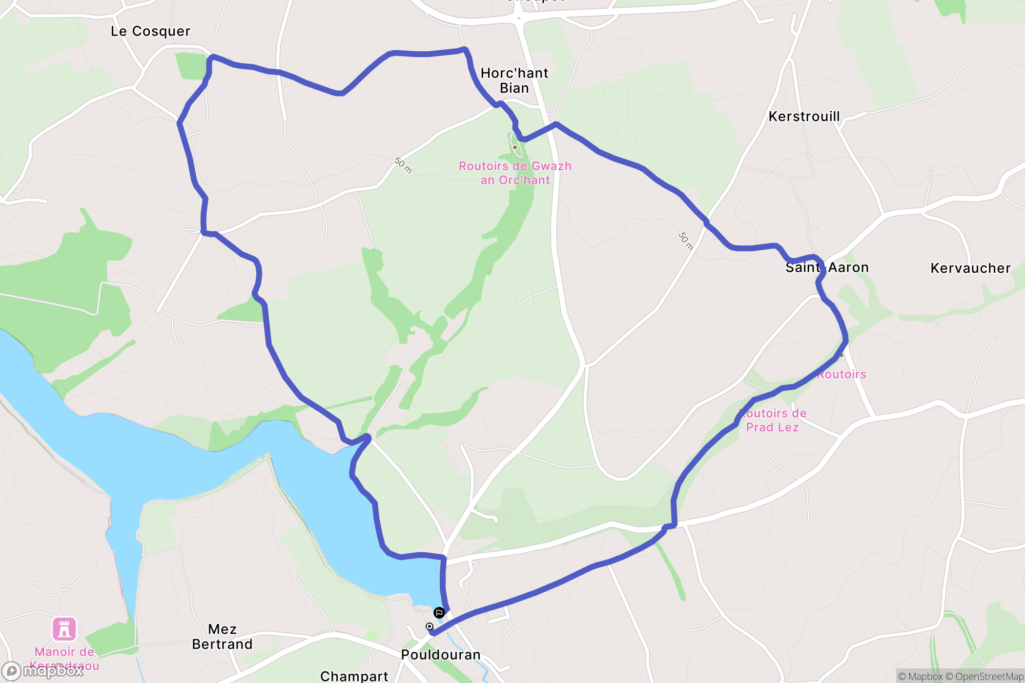 La Roche-Jaudy : carte du parcours de randonnée - France