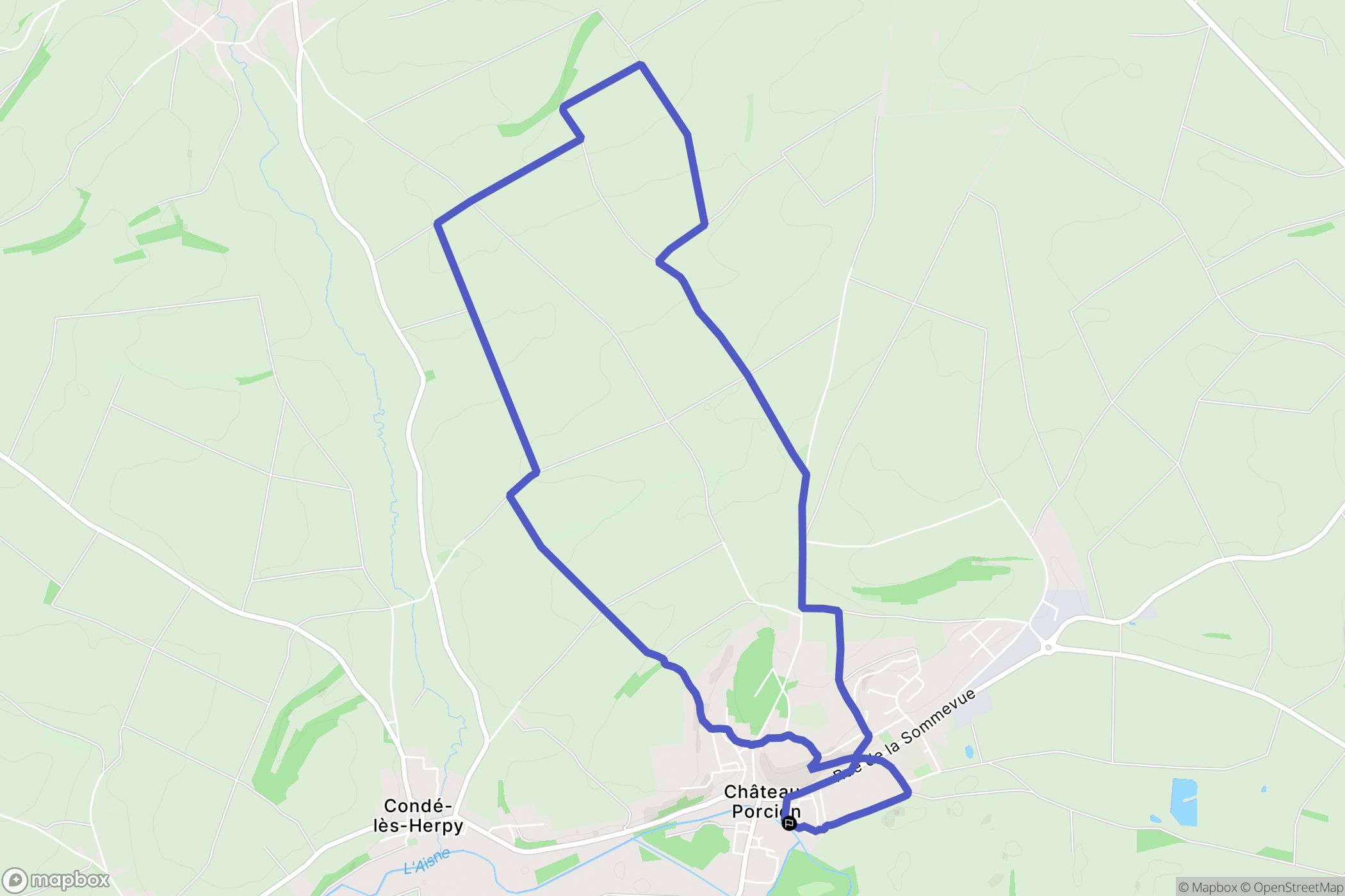 Château-Porcien : carte du parcours de randonnée - France