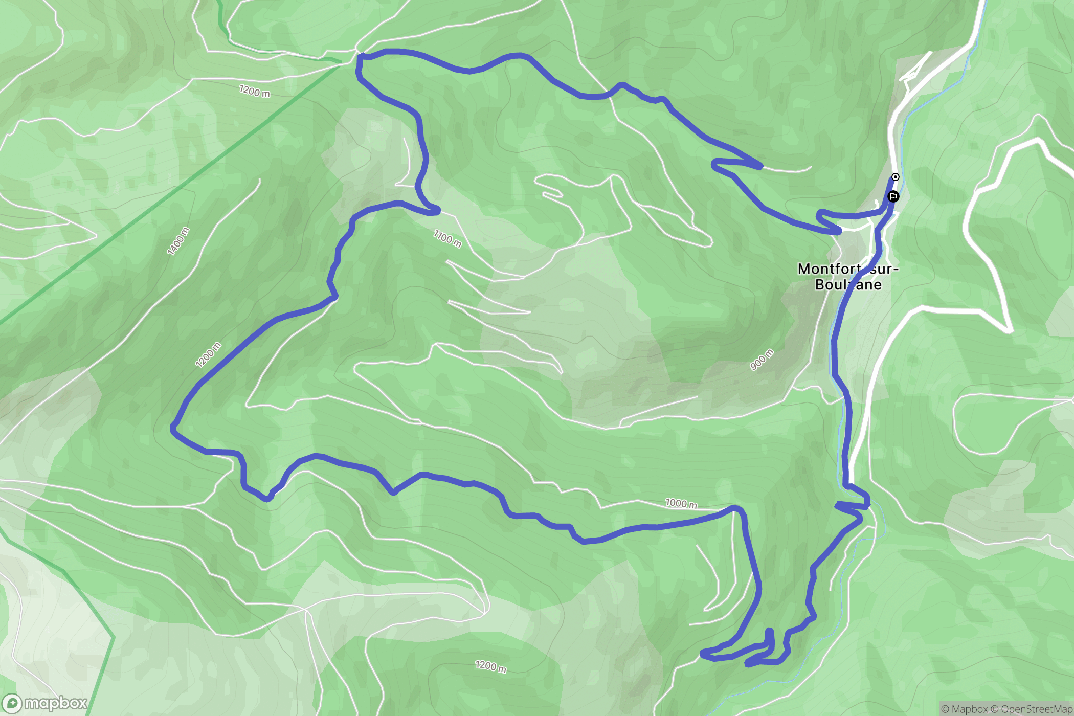 Montfort-sur-Boulzane : carte du parcours de randonnée - France