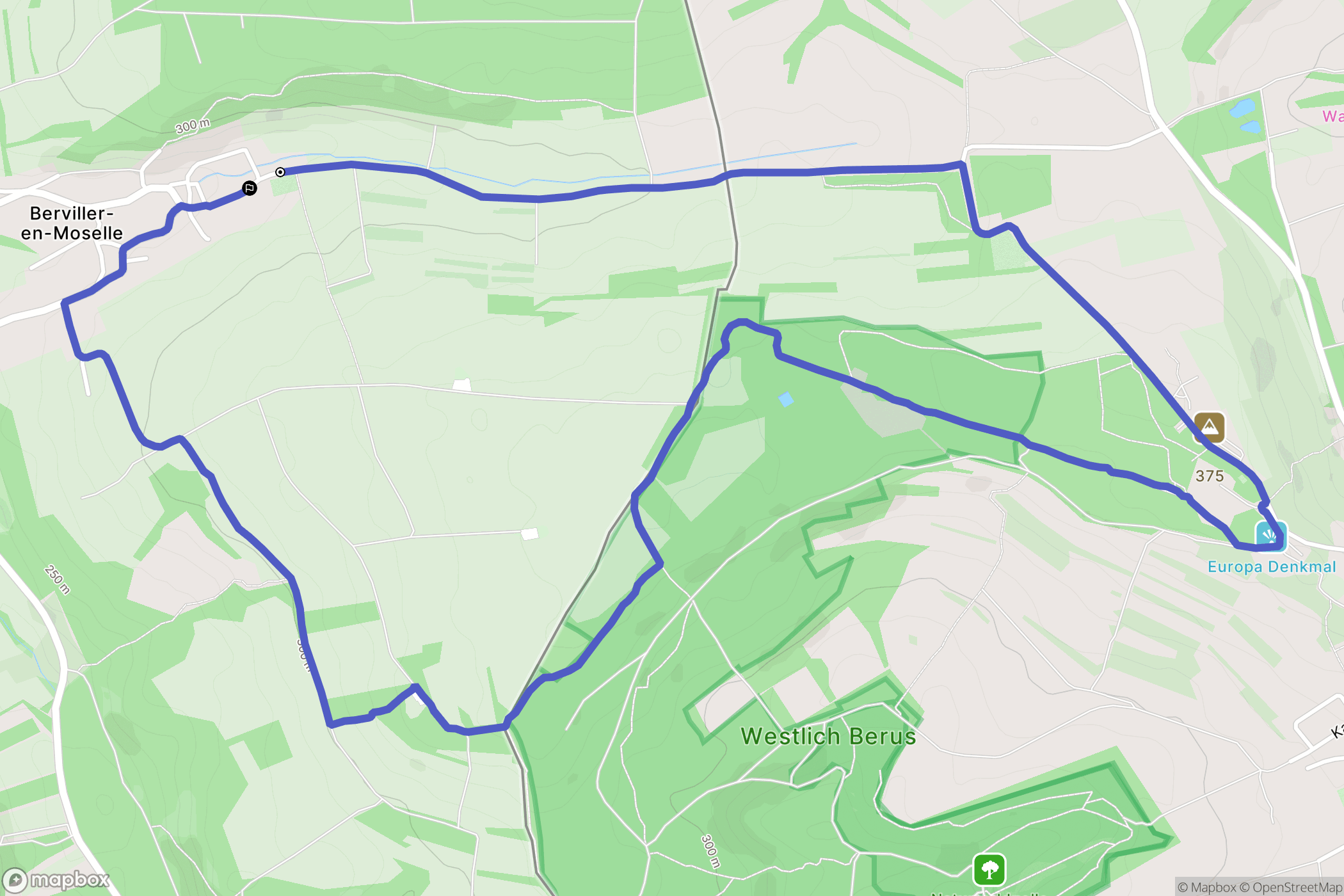 Berviller-en-Moselle : carte du parcours de randonnée - France
