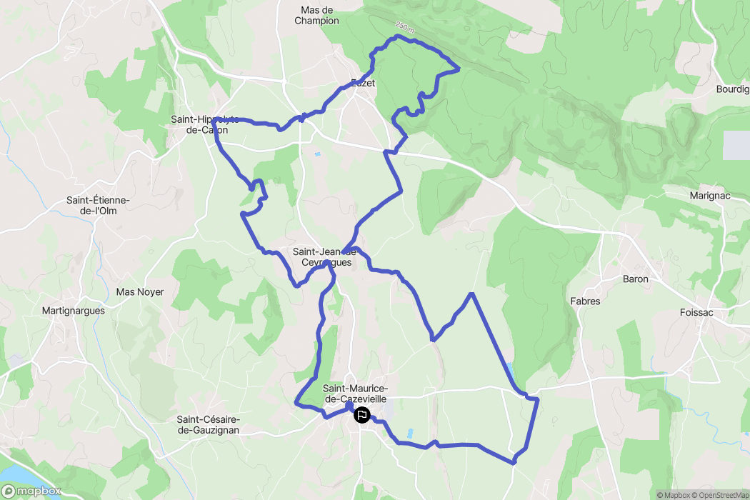Saint-Maurice-de-Cazevieille : carte du parcours de randonnée - France