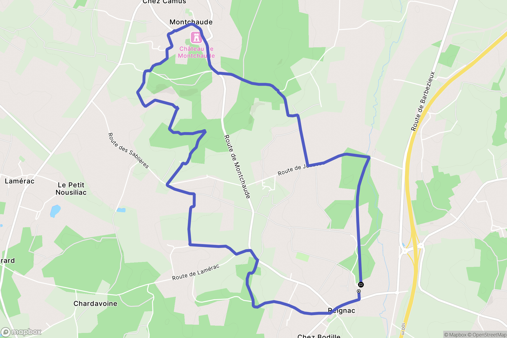 Reignac : carte du parcours de randonnée - France