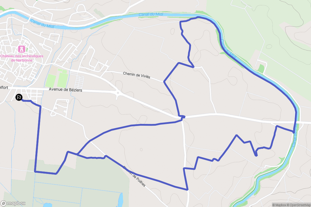 Capestang : carte du parcours de randonnée - France