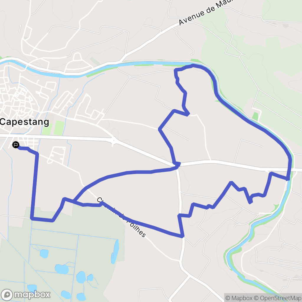 Capestang : carte du parcours de randonnée - France