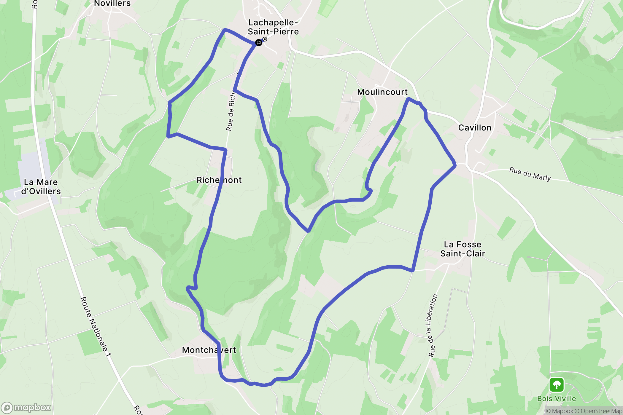 Lachapelle-Saint-Pierre : carte du parcours de randonnée - France