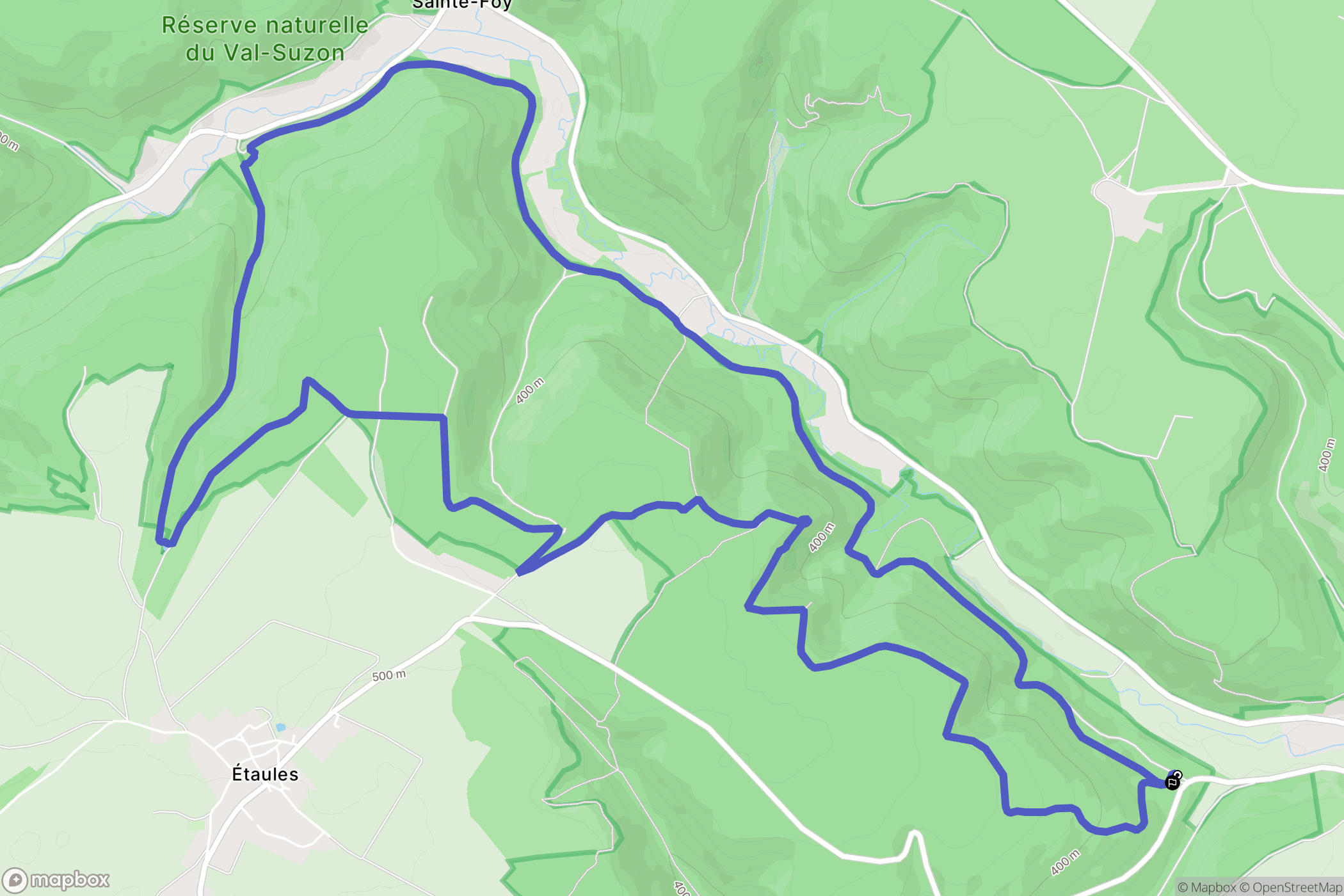 Étaules : carte du parcours de randonnée - France