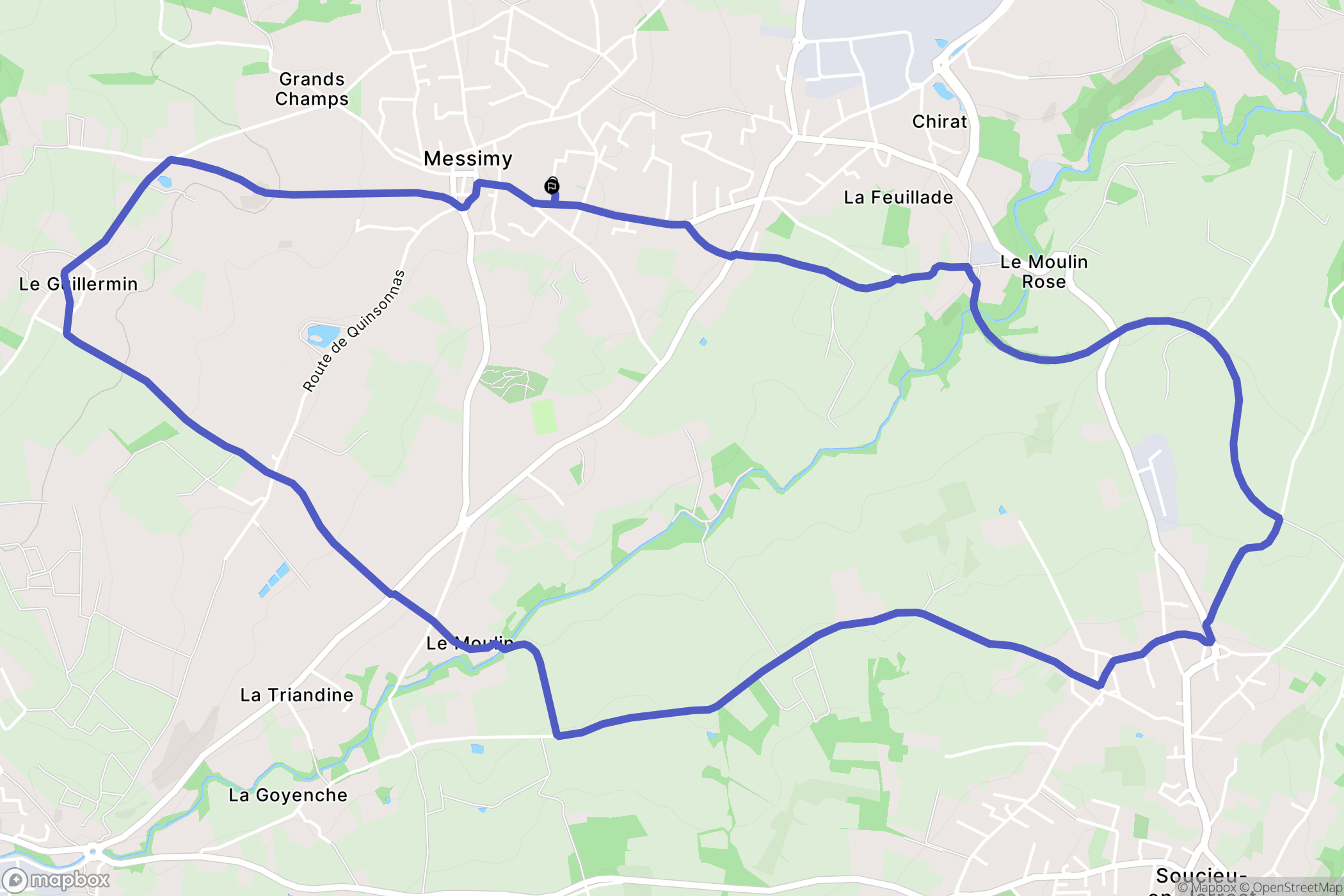 Messimy : carte du parcours de randonnée - France