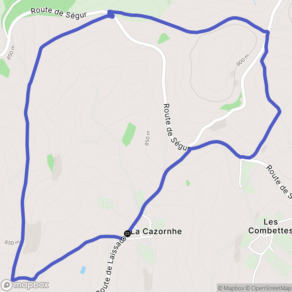 Le Vibal : carte du parcours de randonnée - France