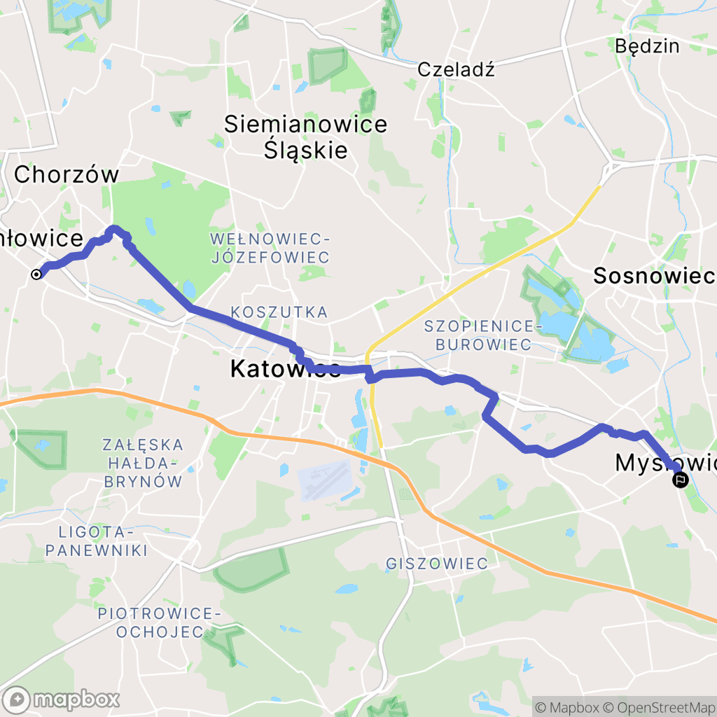 Chorzów: mapa trasy - Poland