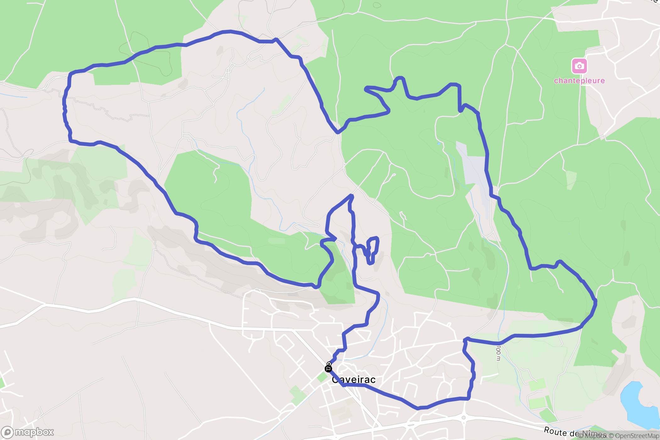 Caveirac : carte du parcours de randonnée - France