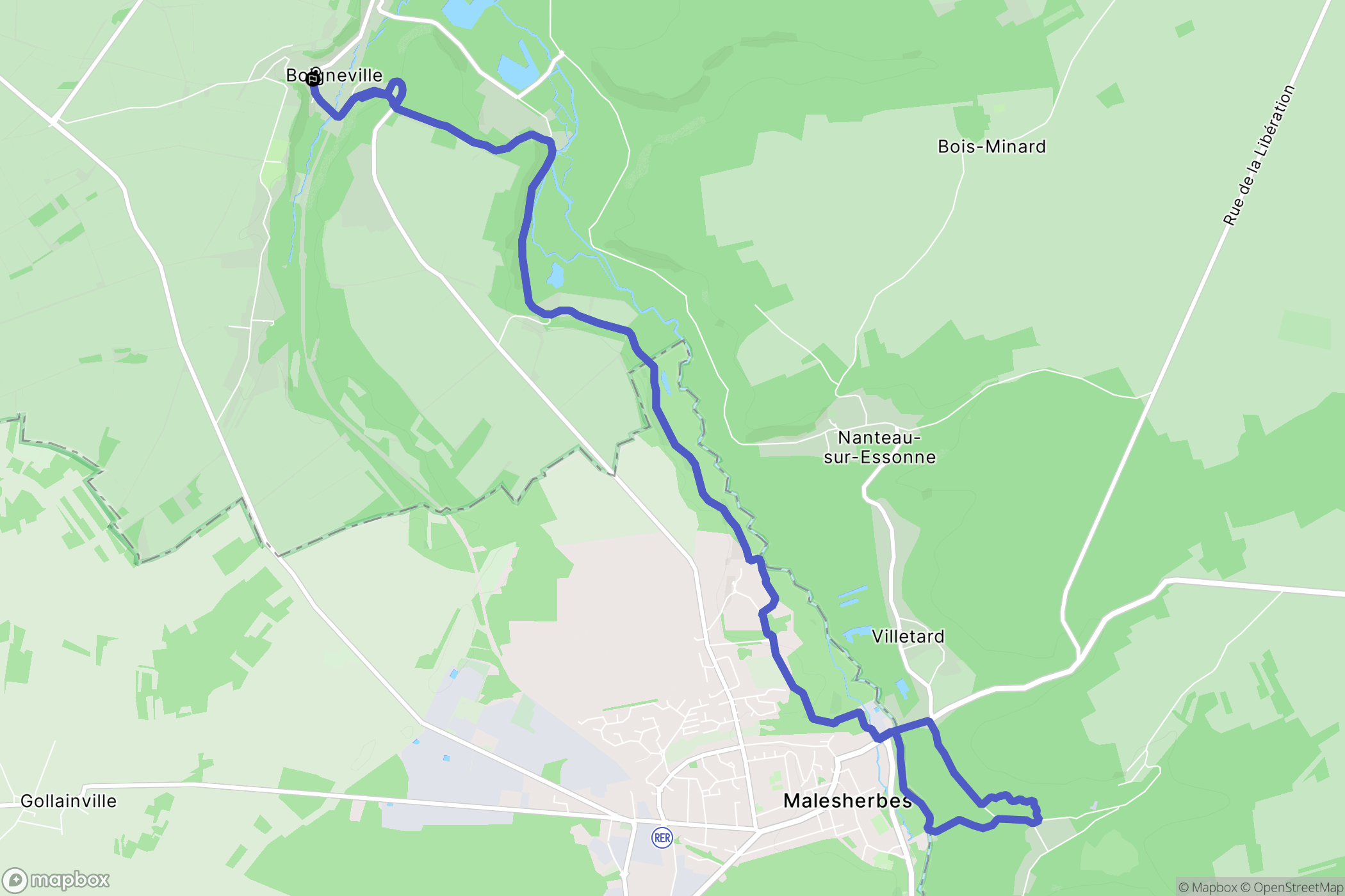Boigneville : carte du parcours de randonnée - France