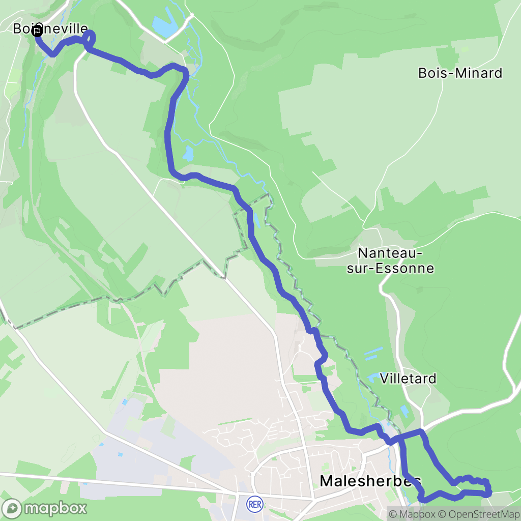 Boigneville : carte du parcours de randonnée - France