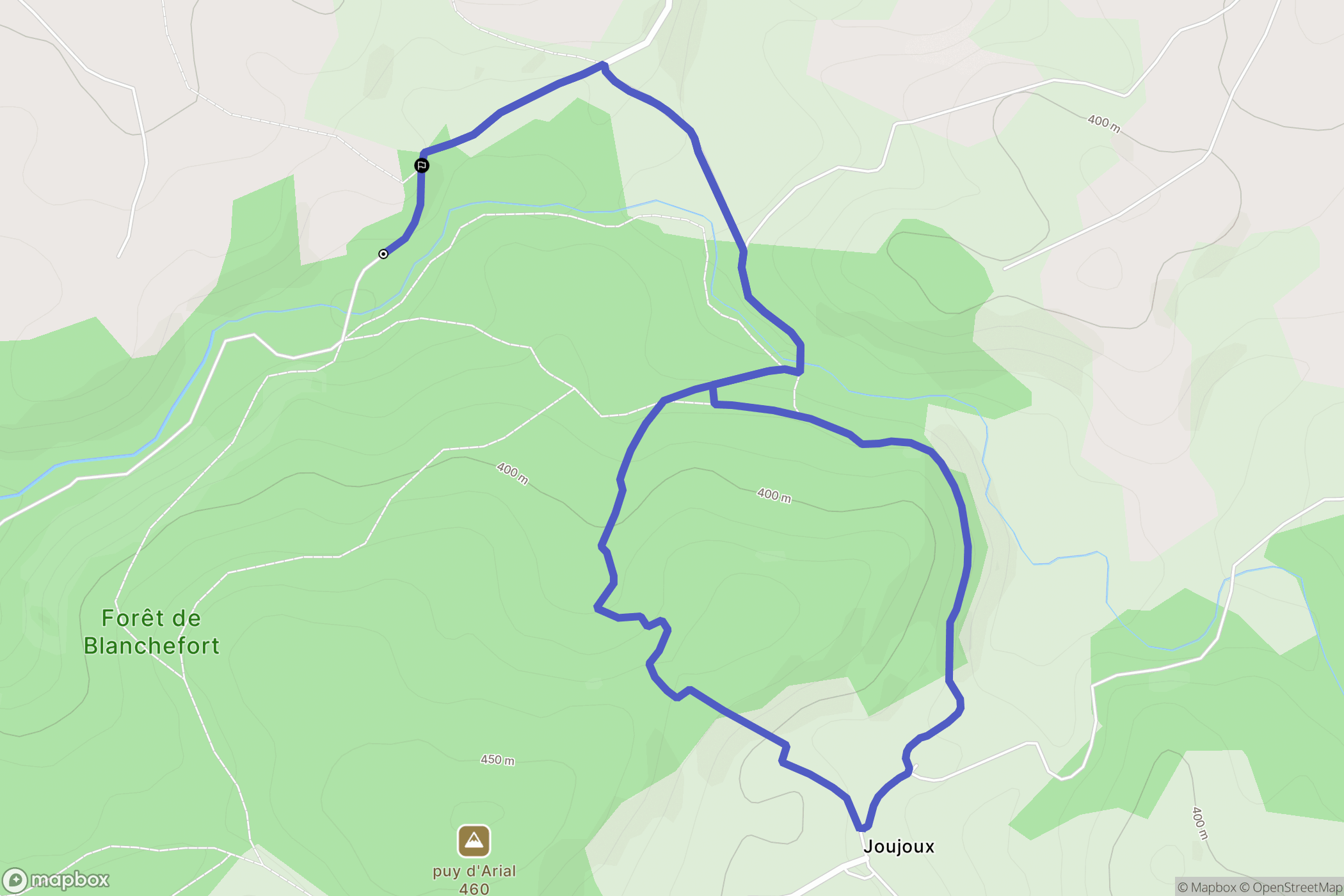 Lagraulière : carte du parcours de randonnée - France