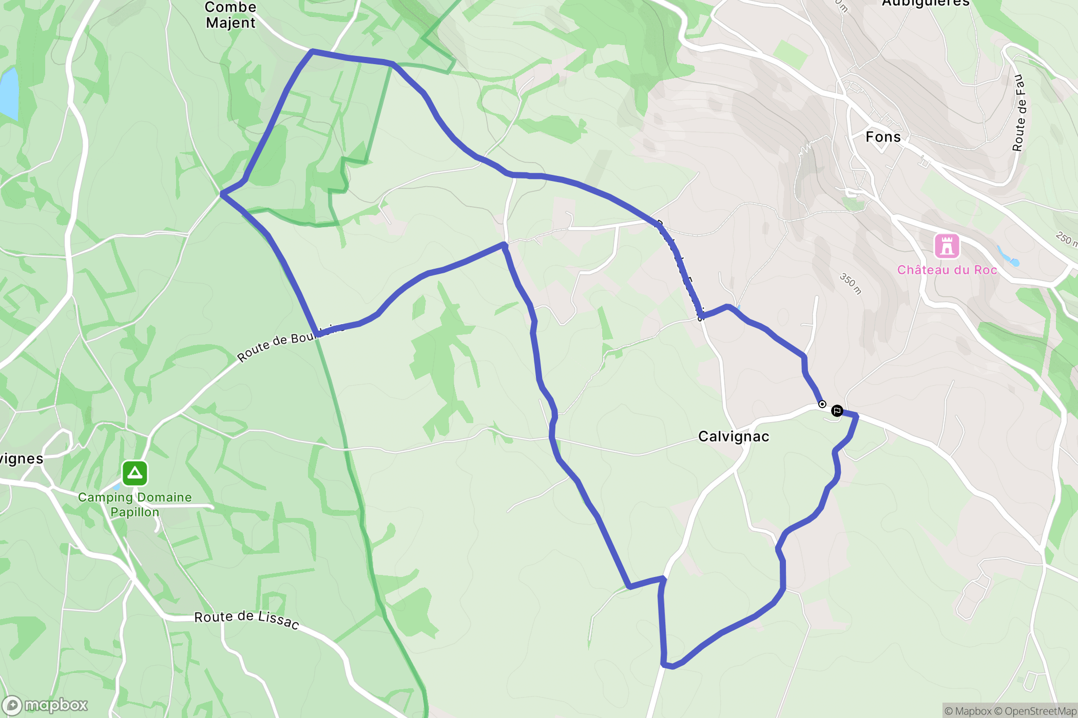 Fons : carte du parcours de randonnée - France