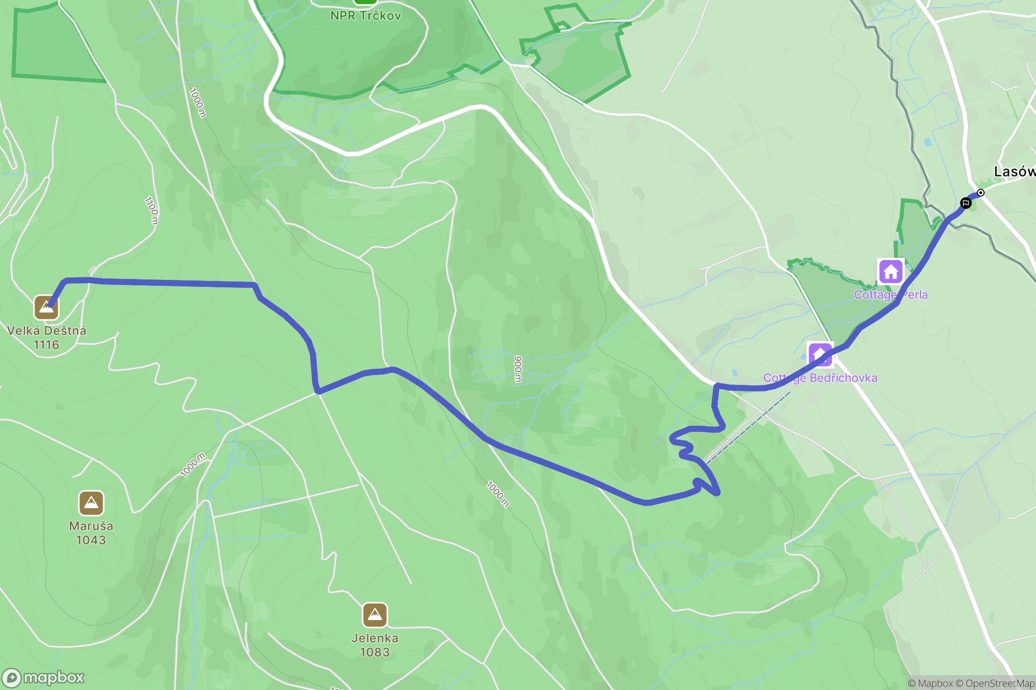 Orlické Záhoří: mapa trasy - Poland
