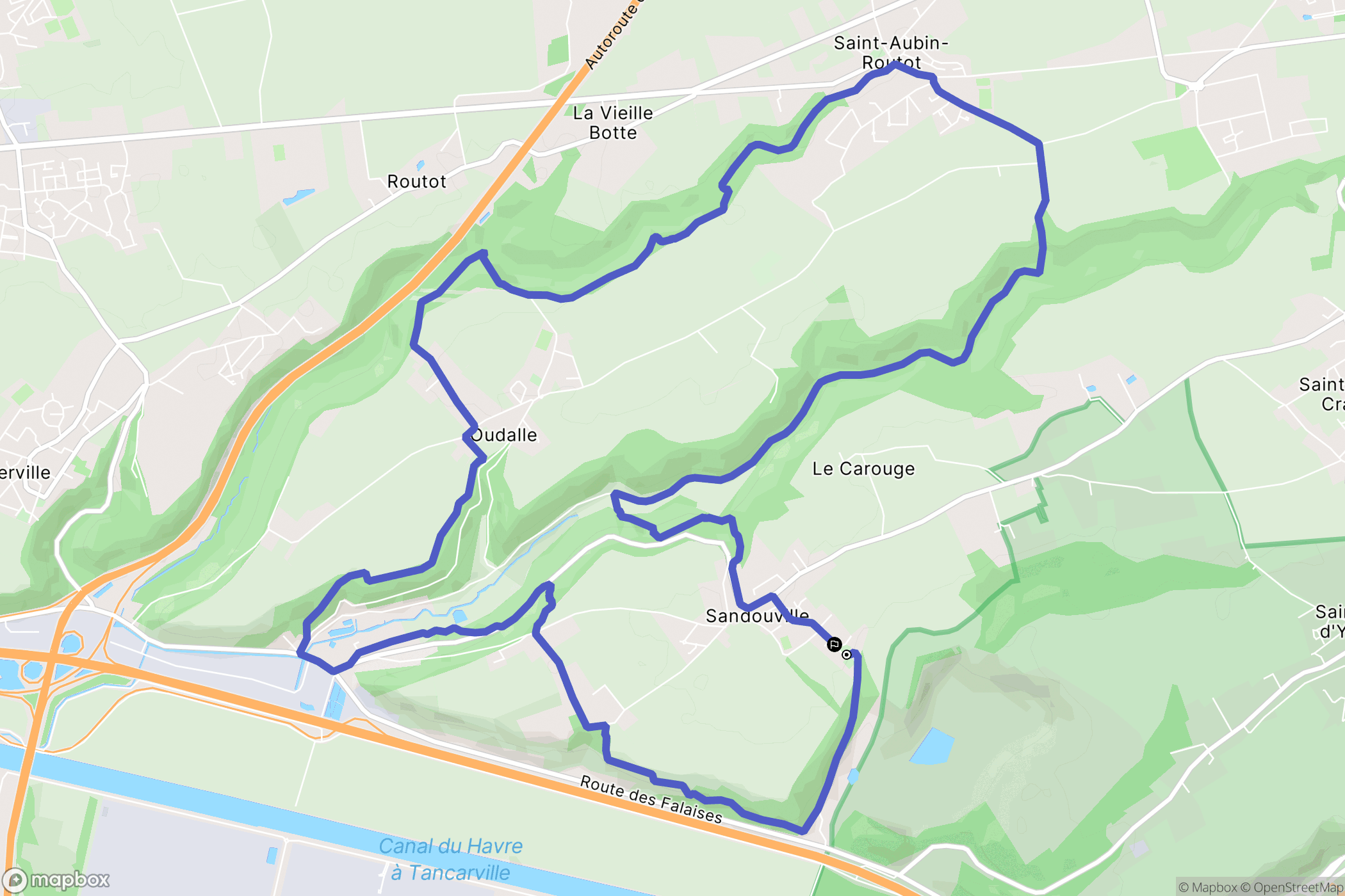Sandouville : carte du parcours de randonnée - France