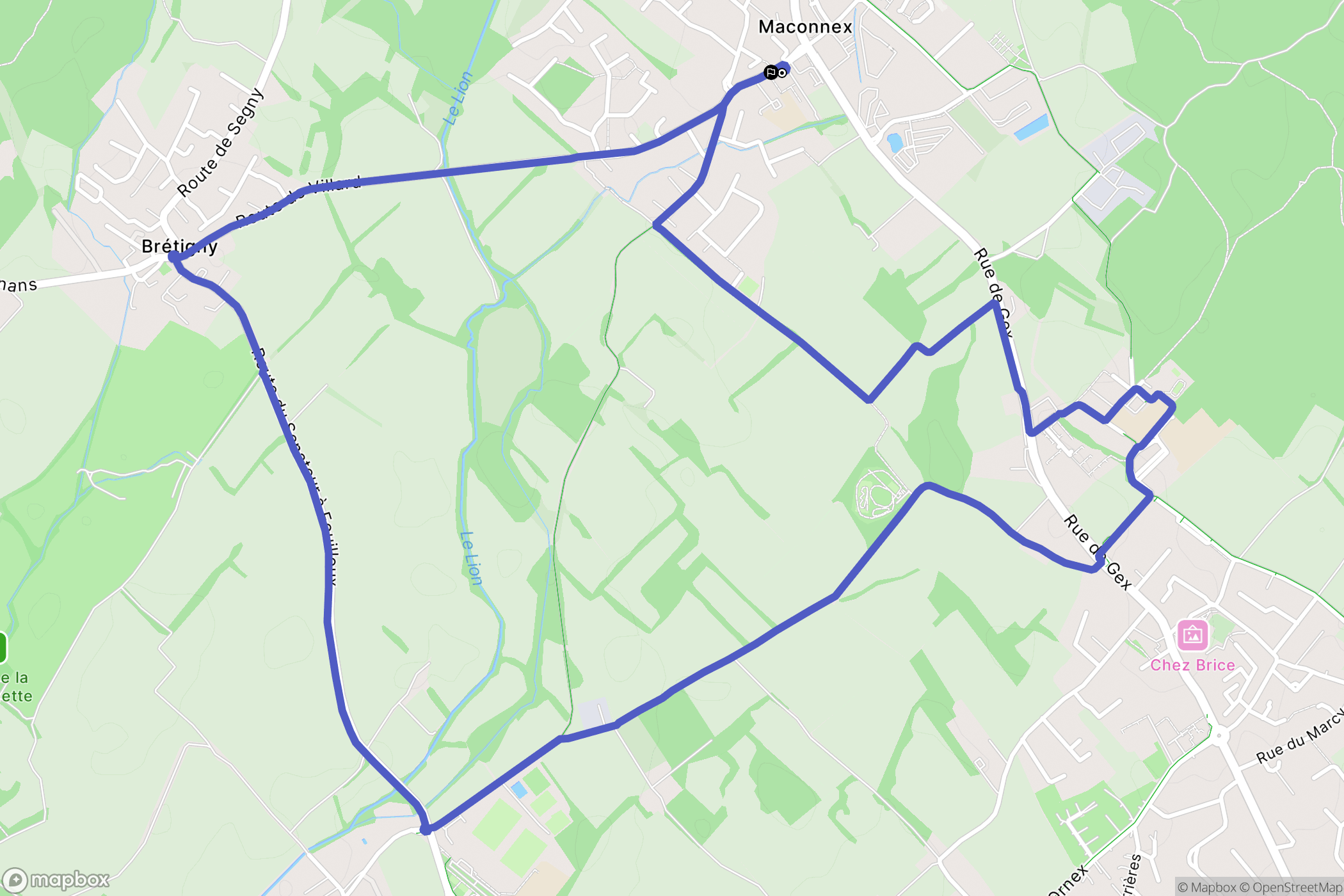 Ornex : carte du parcours de randonnée - France
