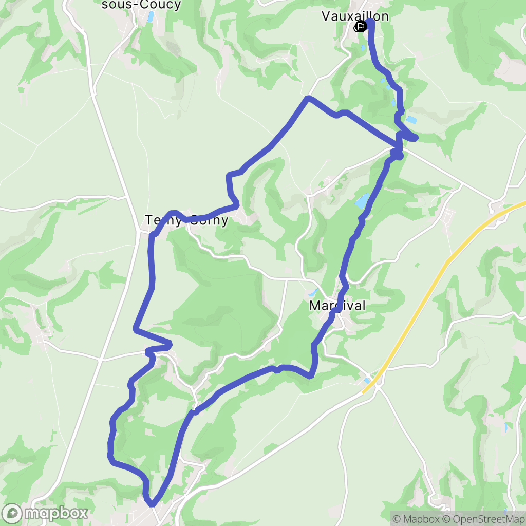 Vauxaillon : carte du parcours de randonnée - France