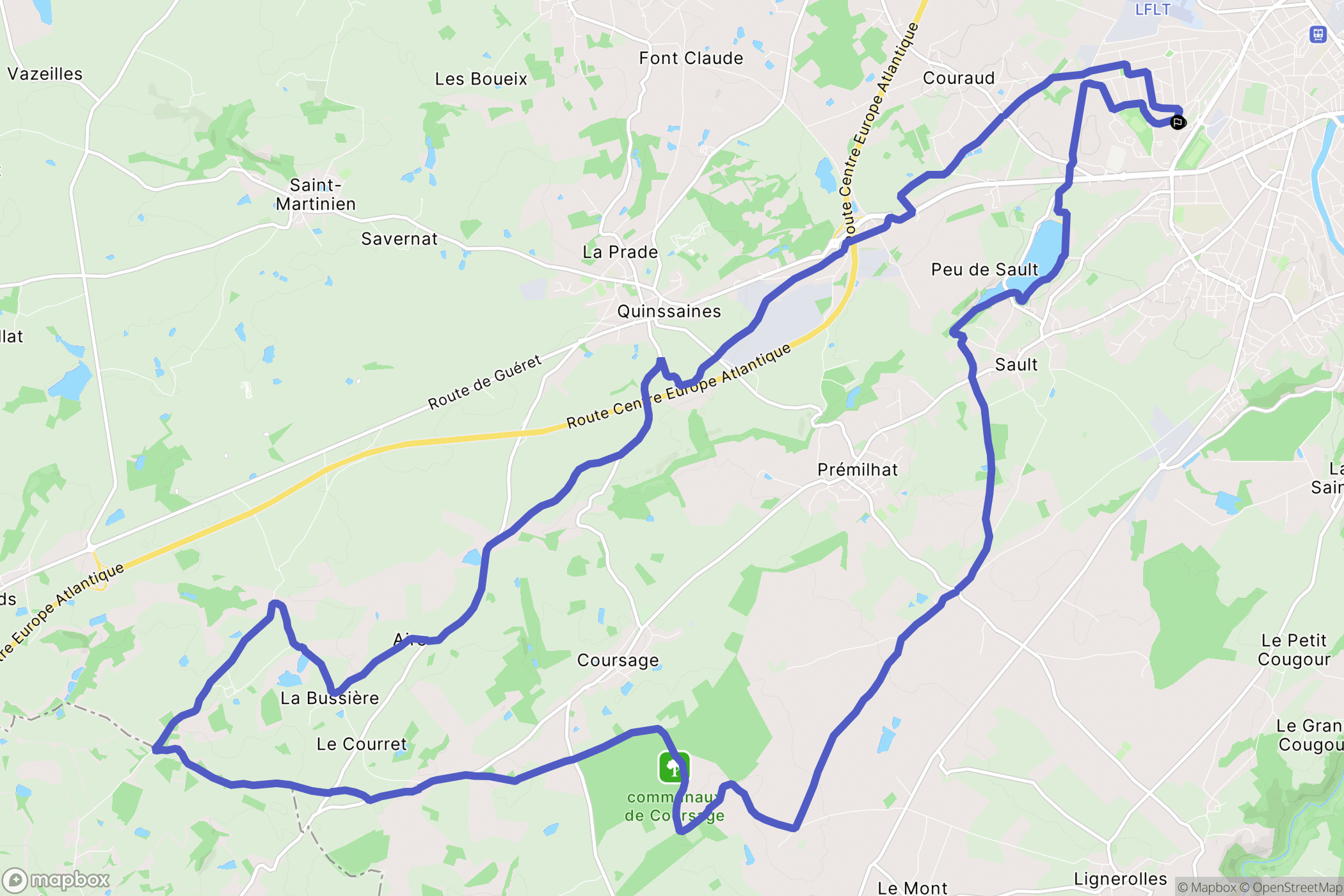 Montluçon : carte du parcours de randonnée - France