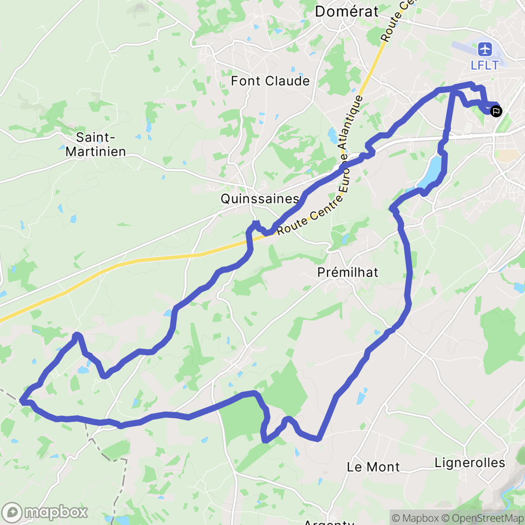 Montluçon : carte du parcours de randonnée - France