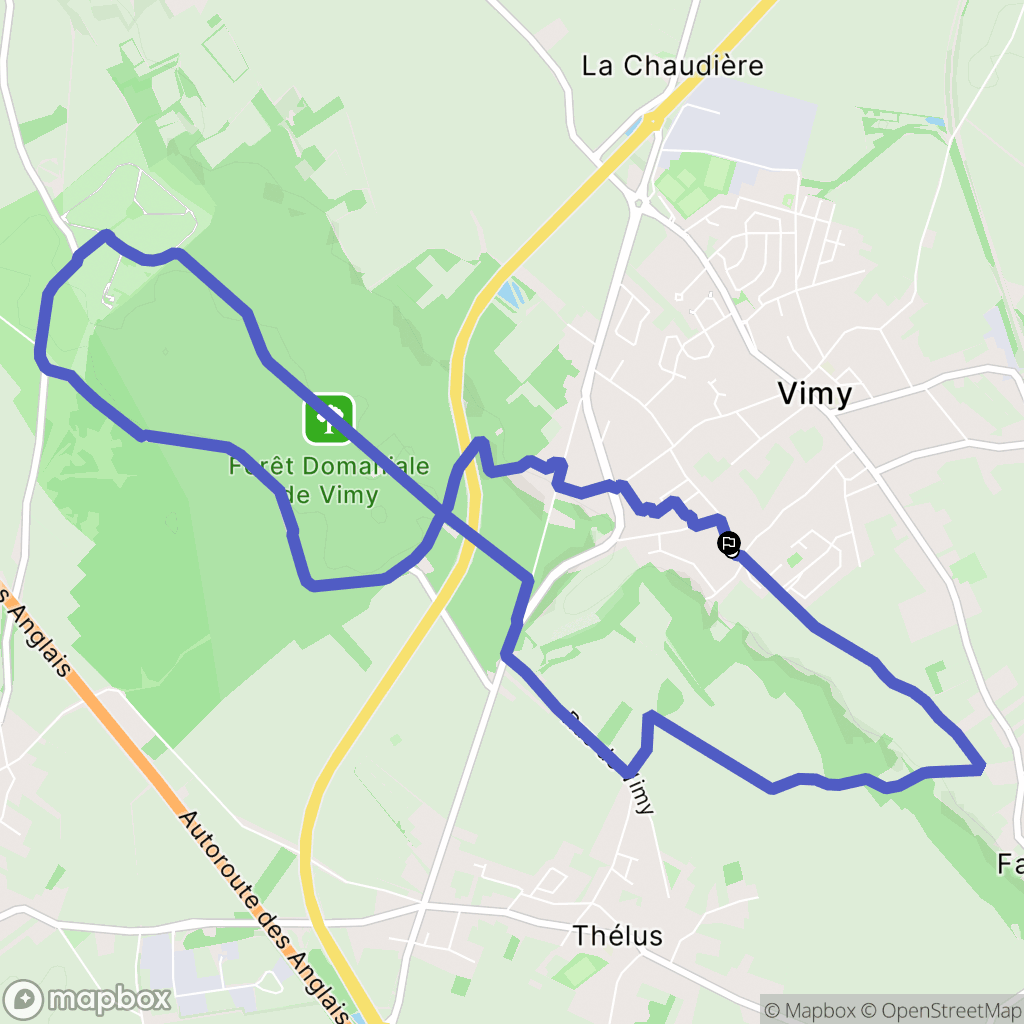 Vimy : carte du parcours de randonnée - France