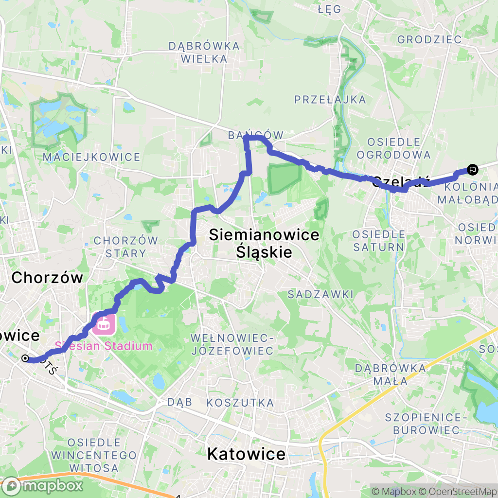 Chorzów: mapa trasy - Poland