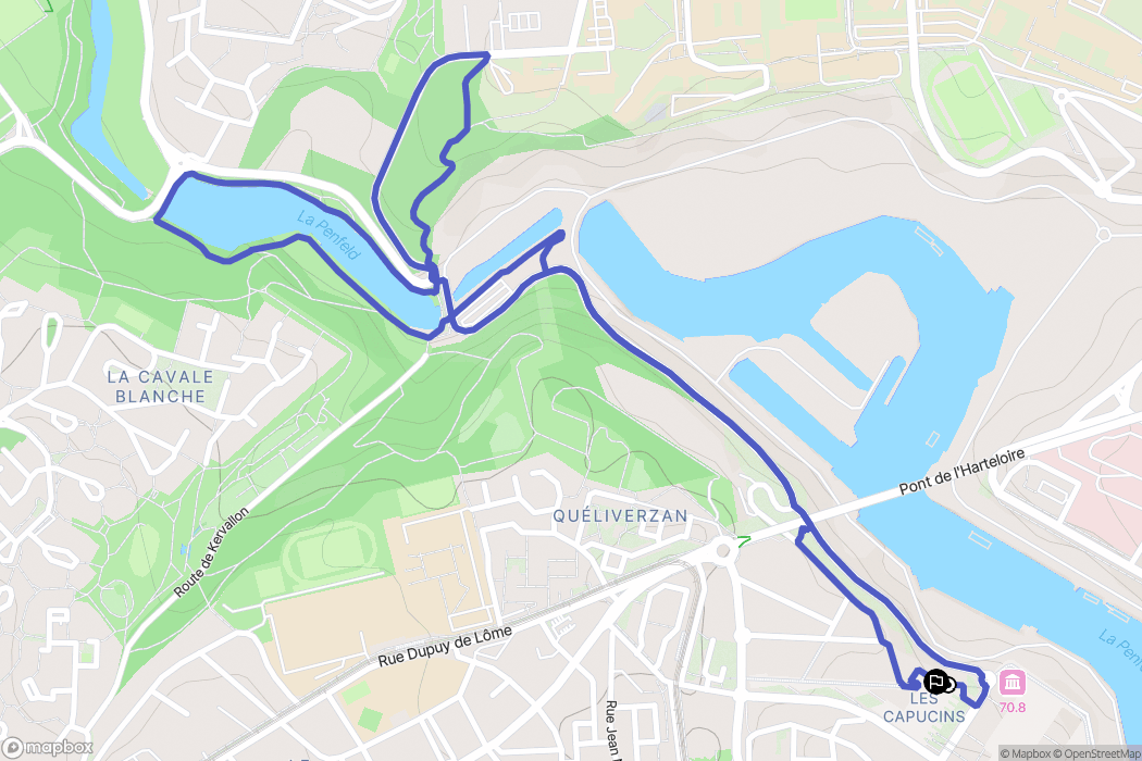 Brest : carte du parcours de randonnée - France