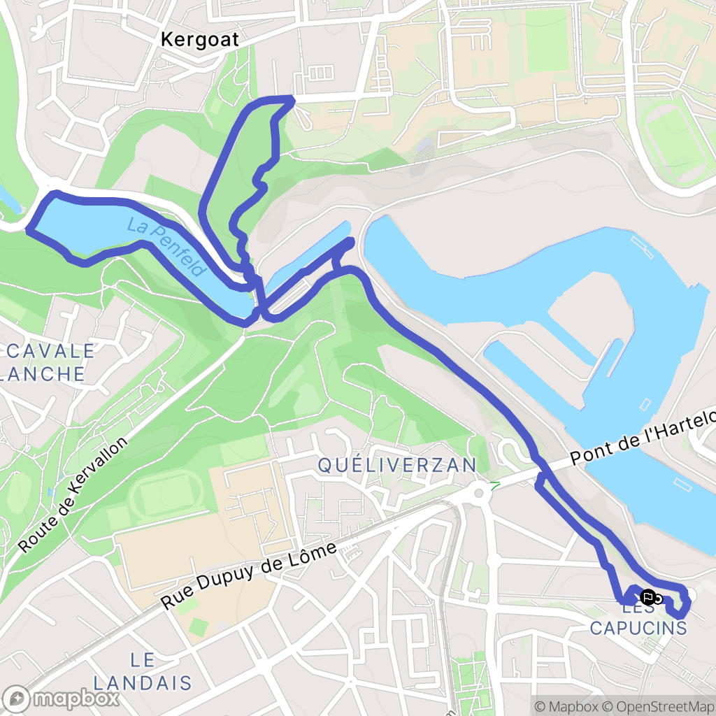 Brest : carte du parcours de randonnée - France