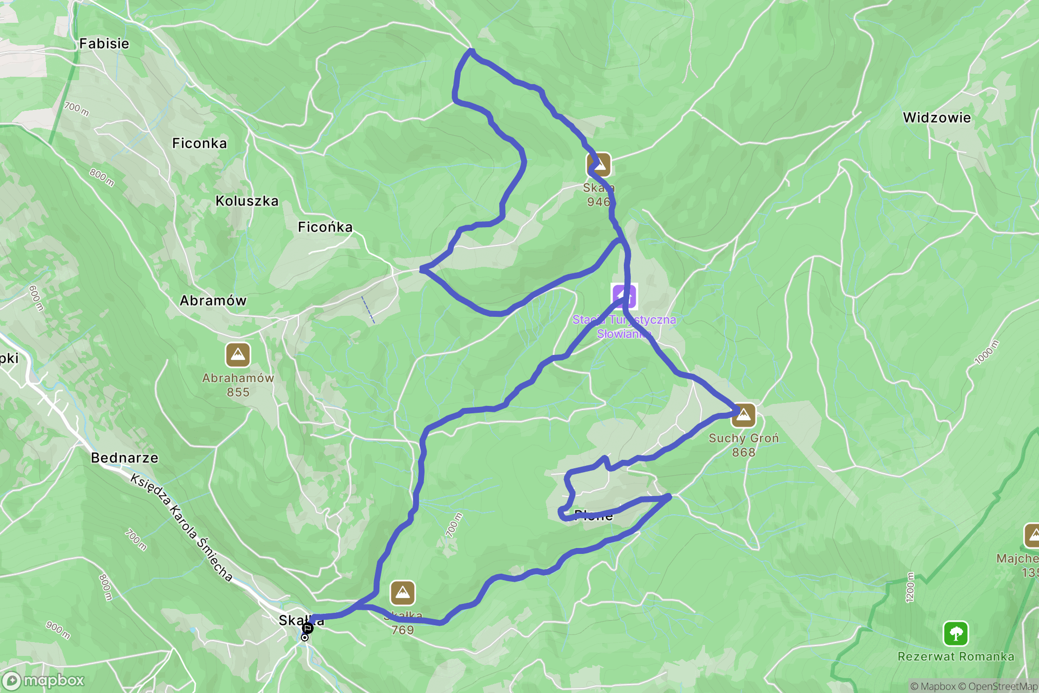 Żabnica: mapa trasy - Poland