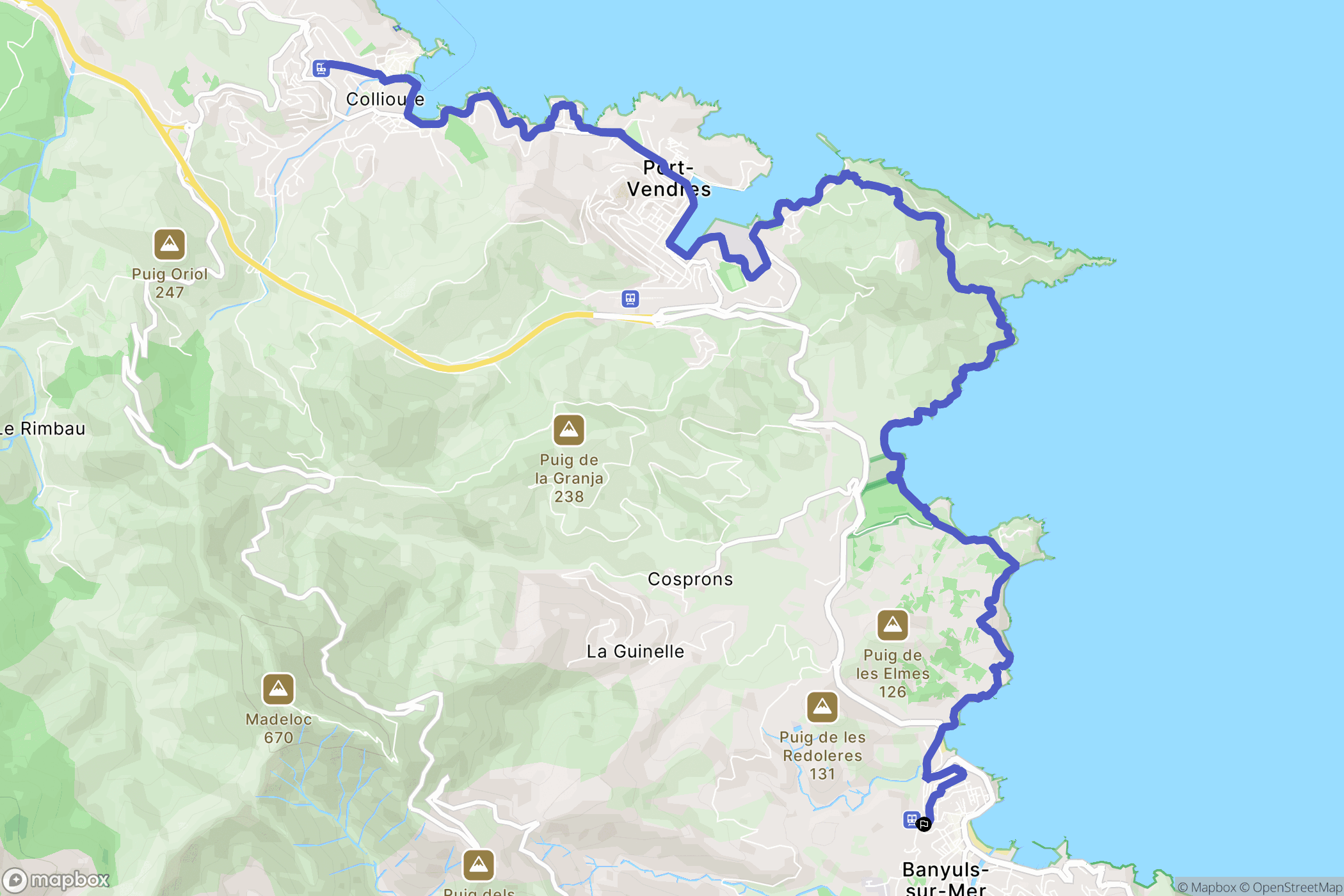 Banyuls-sur-Mer : carte du parcours de randonnée - France