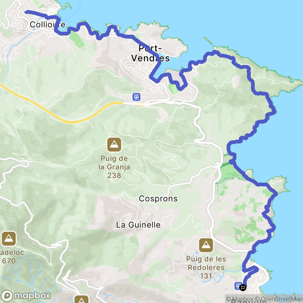 Banyuls-sur-Mer : carte du parcours de randonnée - France