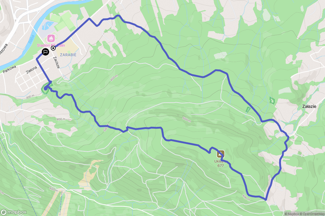Myślenice: mapa trasy - Poland