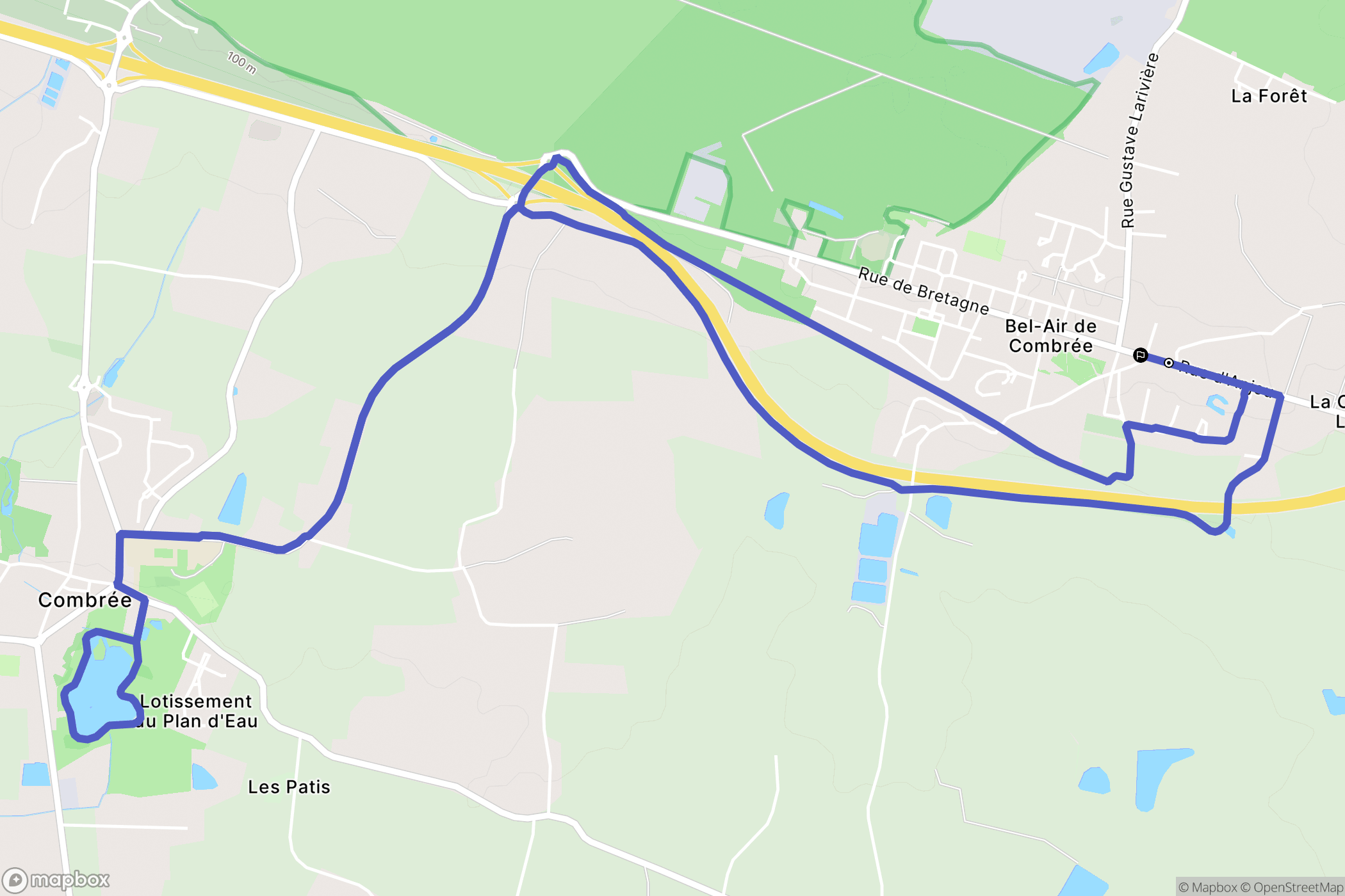 Ombrée d'Anjou : carte du parcours de randonnée - France