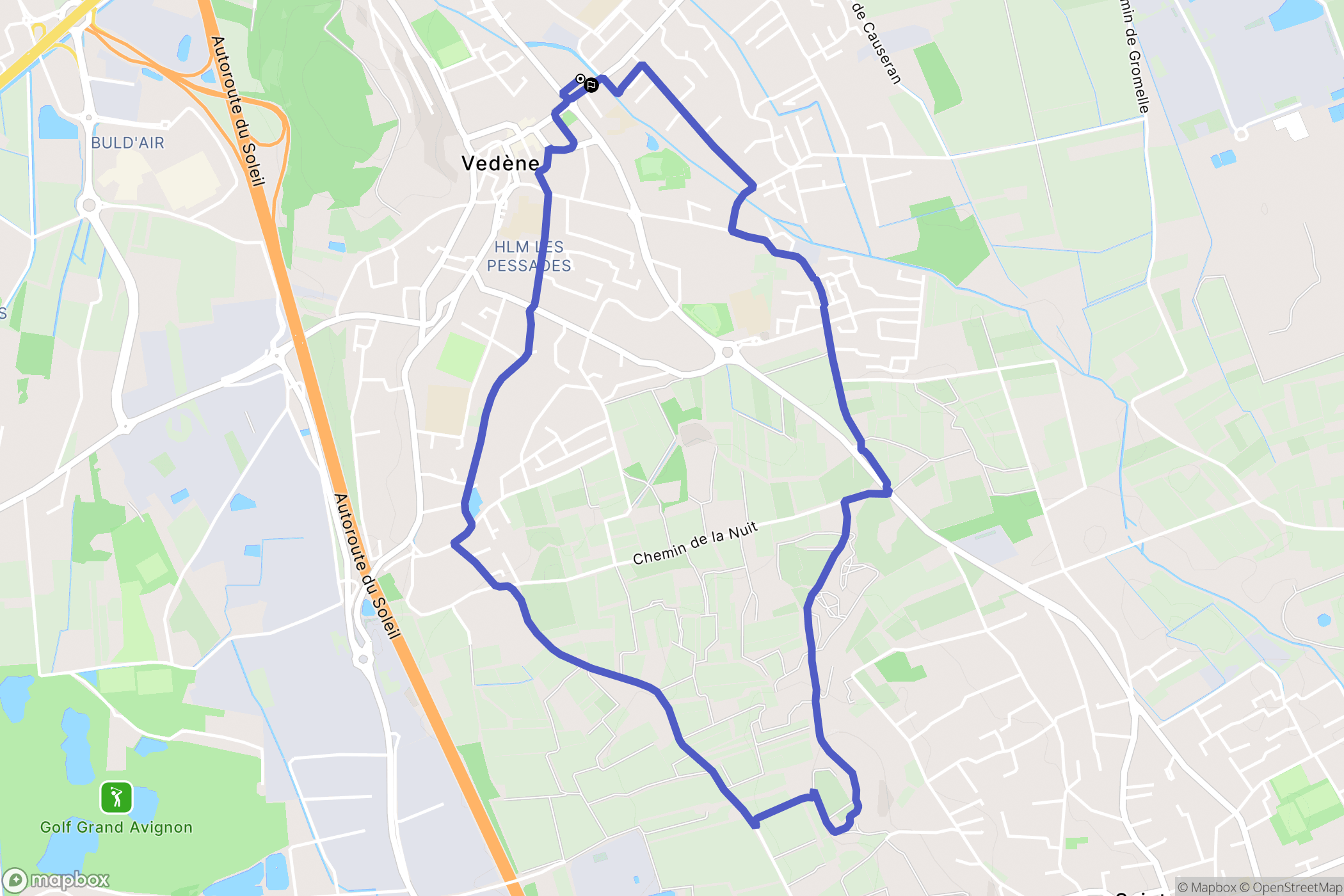 Vedène : carte du parcours de randonnée - France