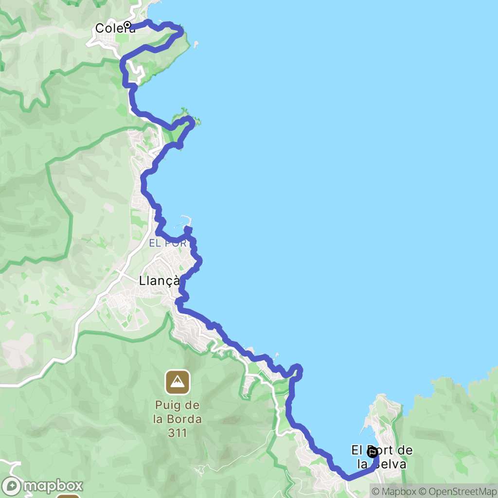 Colera : carte du parcours de randonnée - Spain