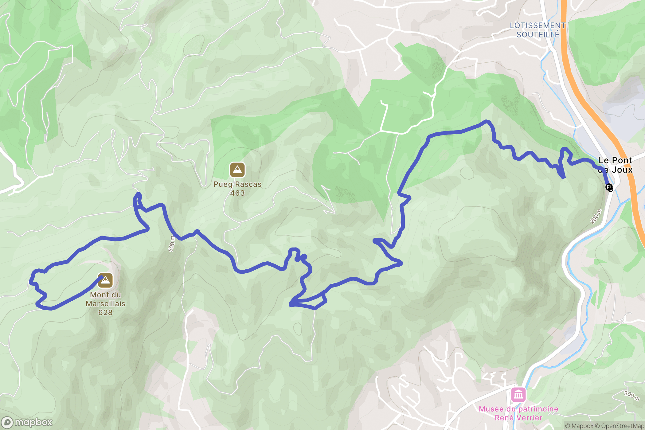 Roquevaire : carte du parcours de randonnée - France