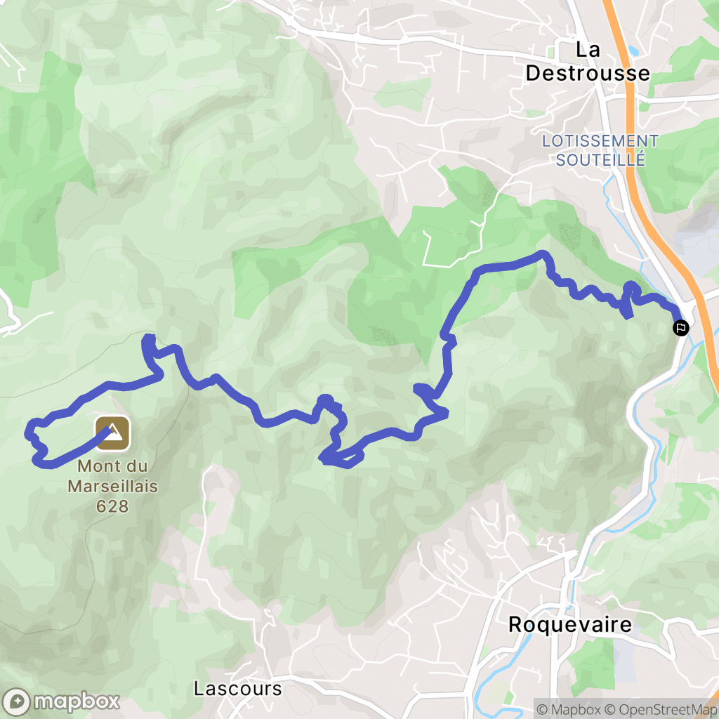 Roquevaire : carte du parcours de randonnée - France
