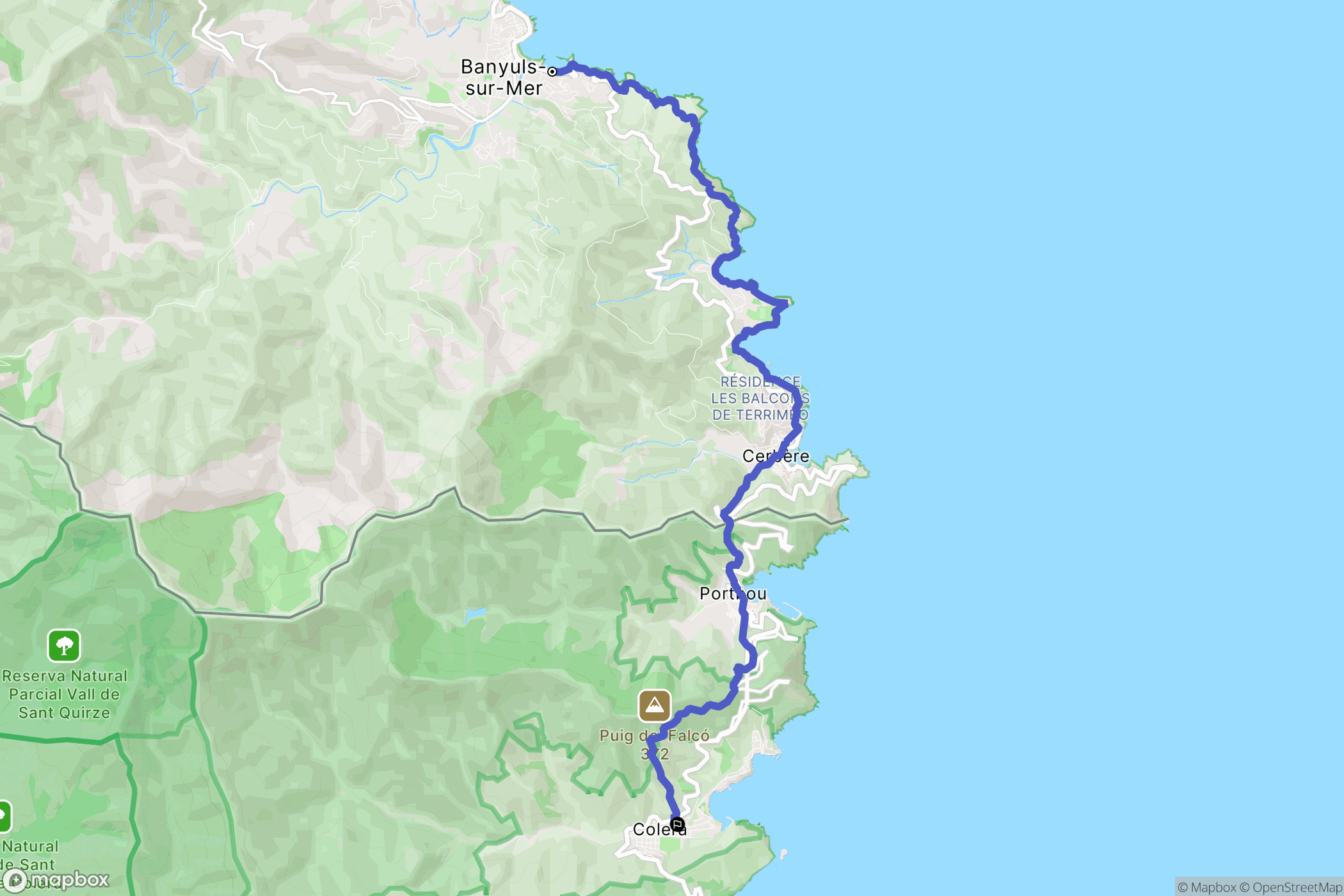 Banyuls-sur-Mer : carte du parcours de randonnée - France