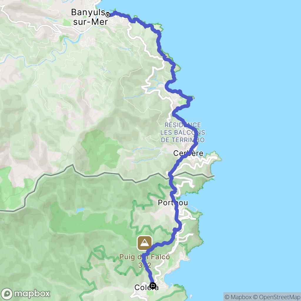Banyuls-sur-Mer : carte du parcours de randonnée - France